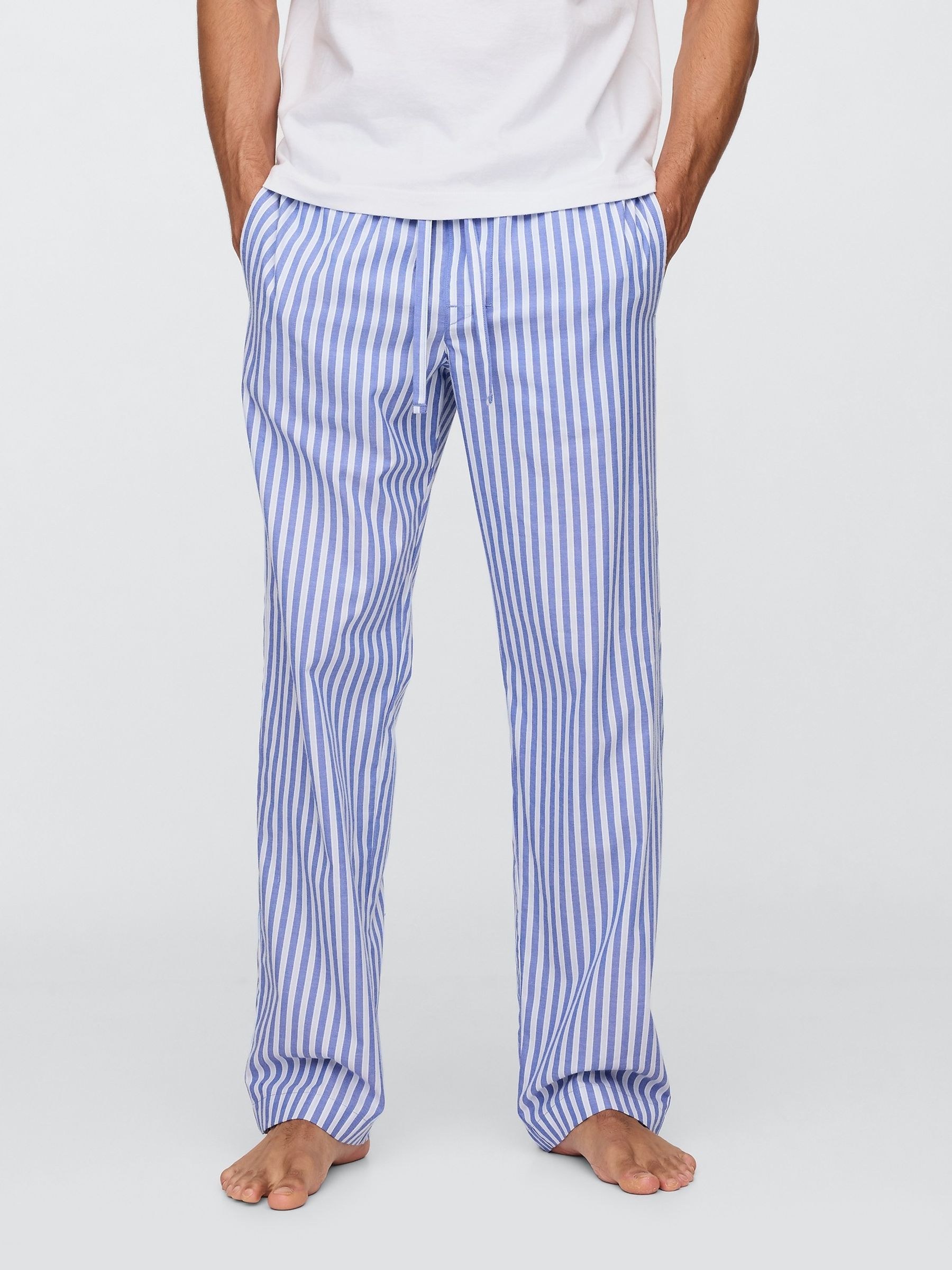 Blue Stripe Cotton Poplin Pyjama Bottoms - Image 3 of 4