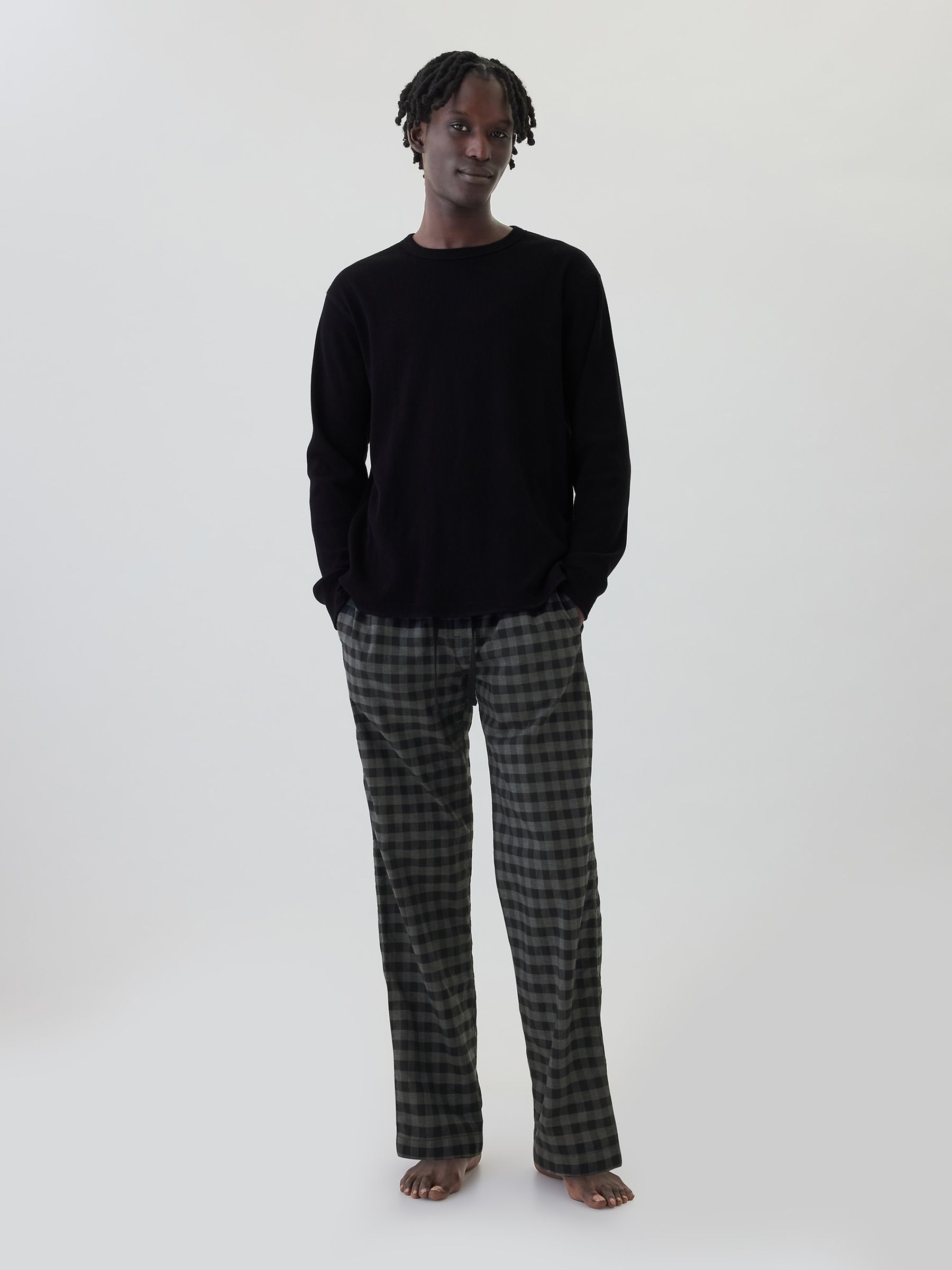 Black/Grey Check Soft Cotton Pyjama Bottoms - Image 1 of 4