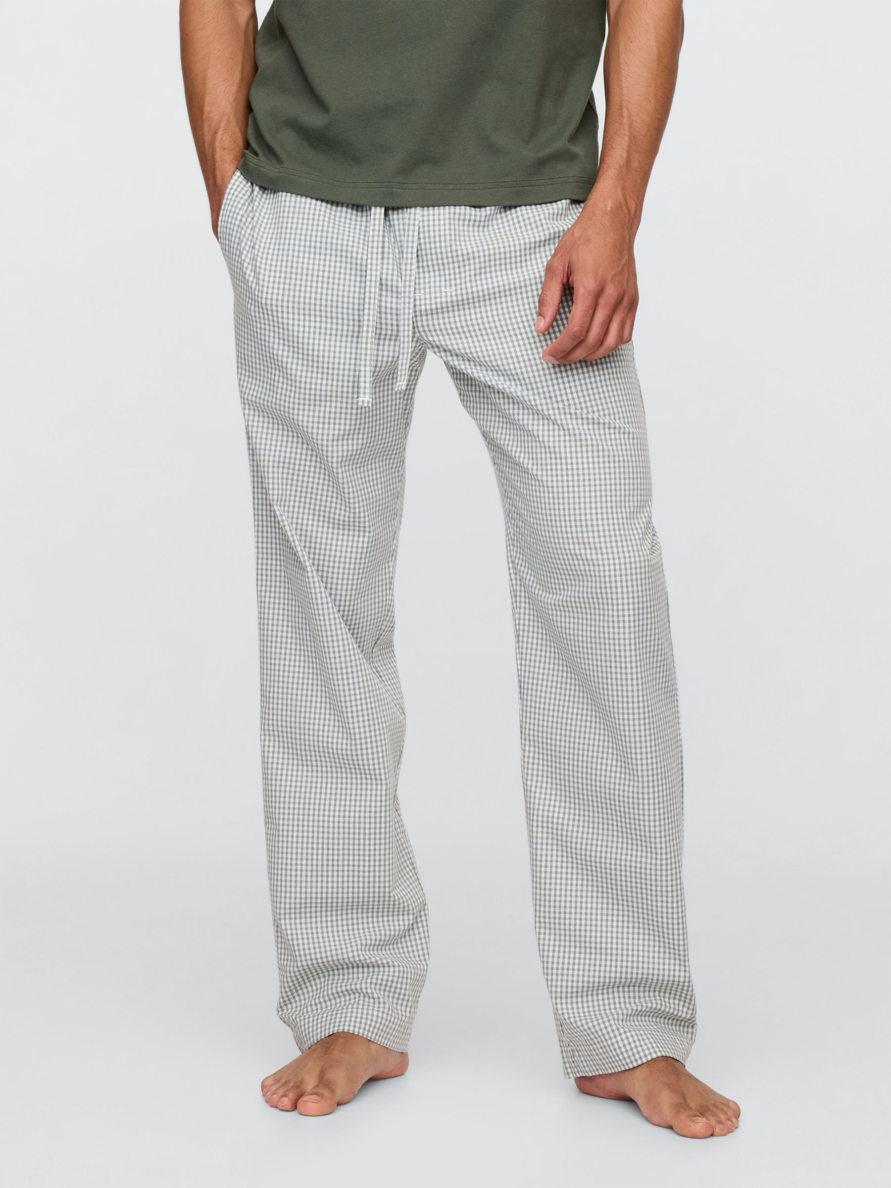 Green Check Cotton Poplin Pyjama Bottoms - Image 1 of 4