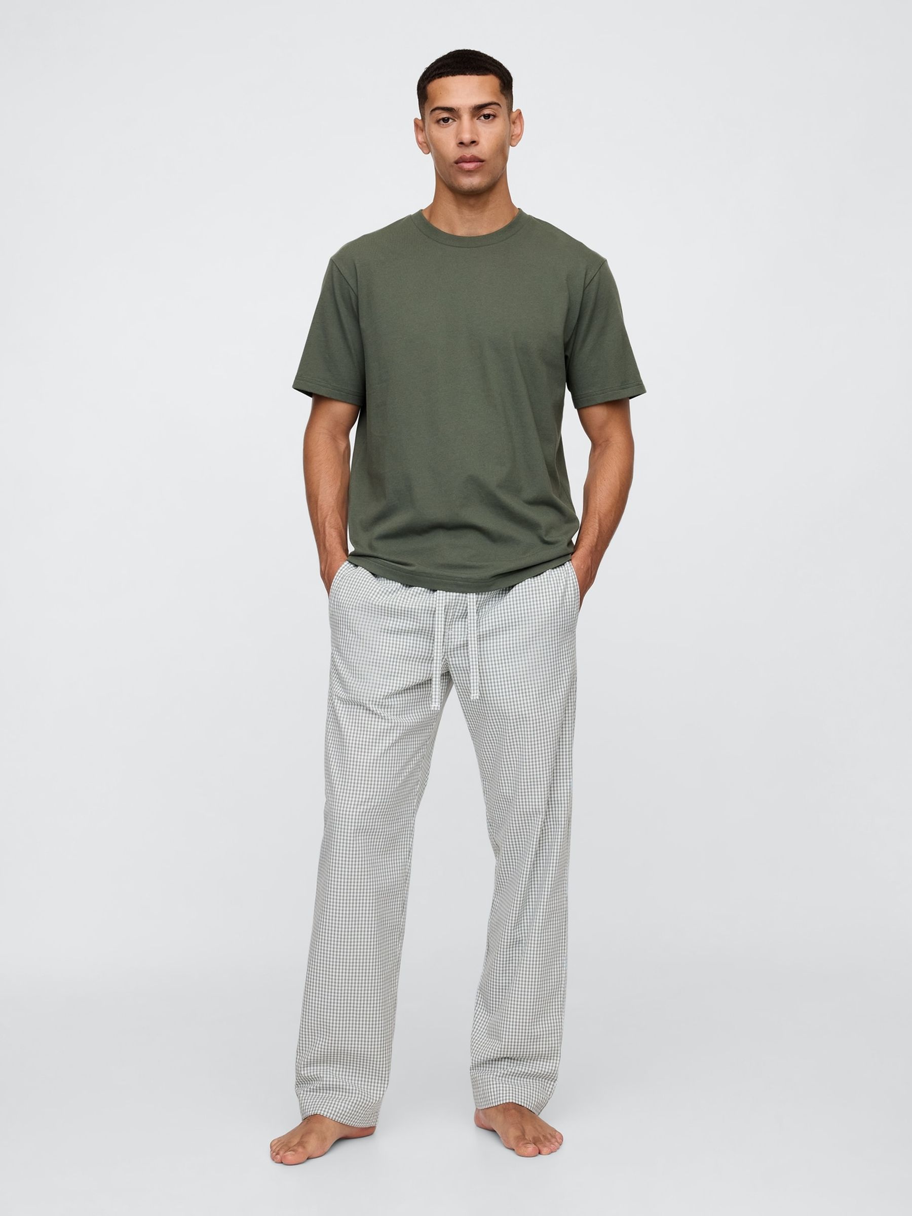 Green Check Cotton Poplin Pyjama Bottoms - Image 3 of 4