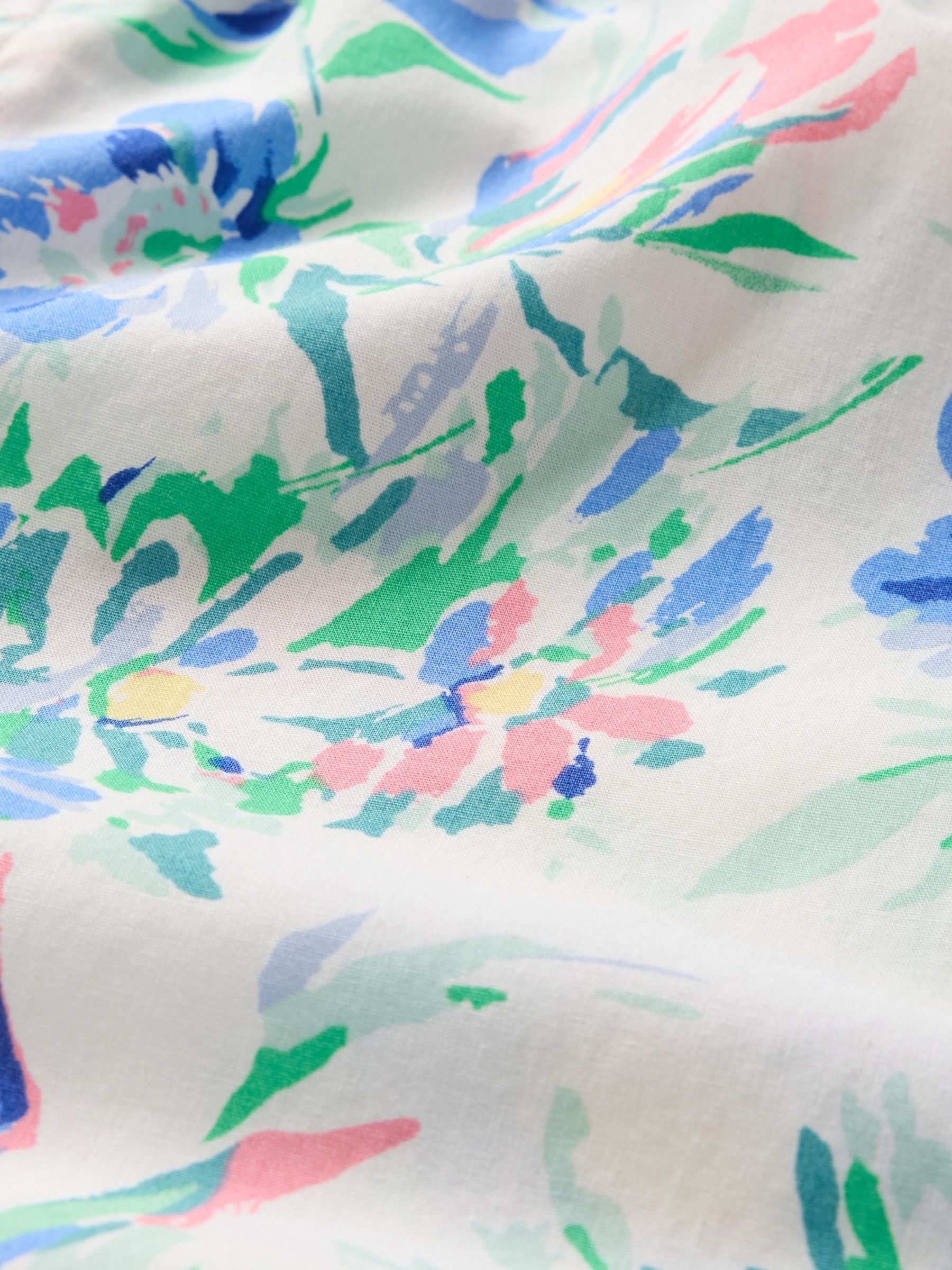 White/Blue Floral Short Cotton Poplin Pyjama Bottoms - Image 4 of 4
