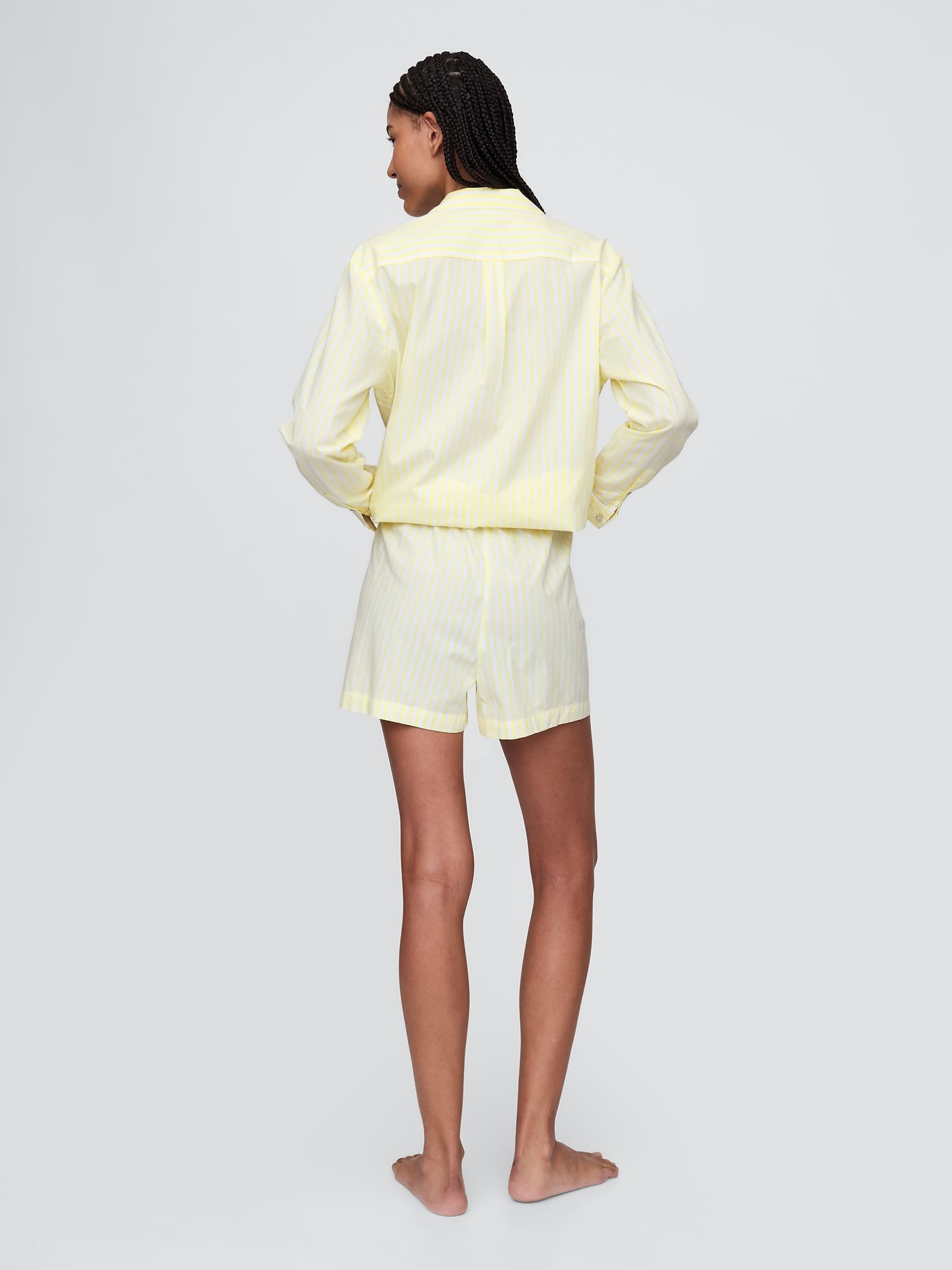 Yellow Stripe Short Cotton Poplin Pyjama Bottoms - Image 2 of 4