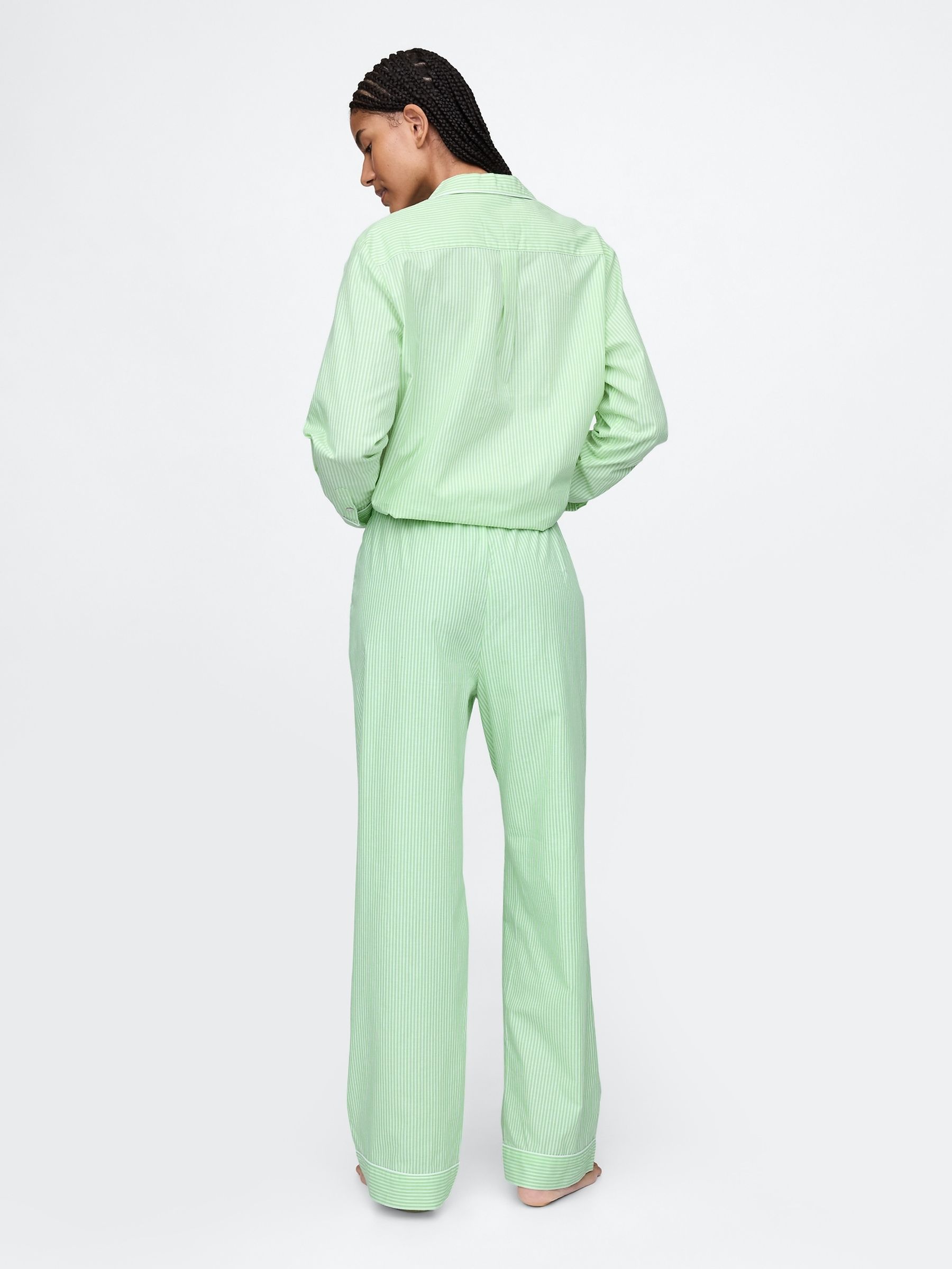Green Stripe Trouser Cotton Poplin Pyjama Bottoms - Image 2 of 4
