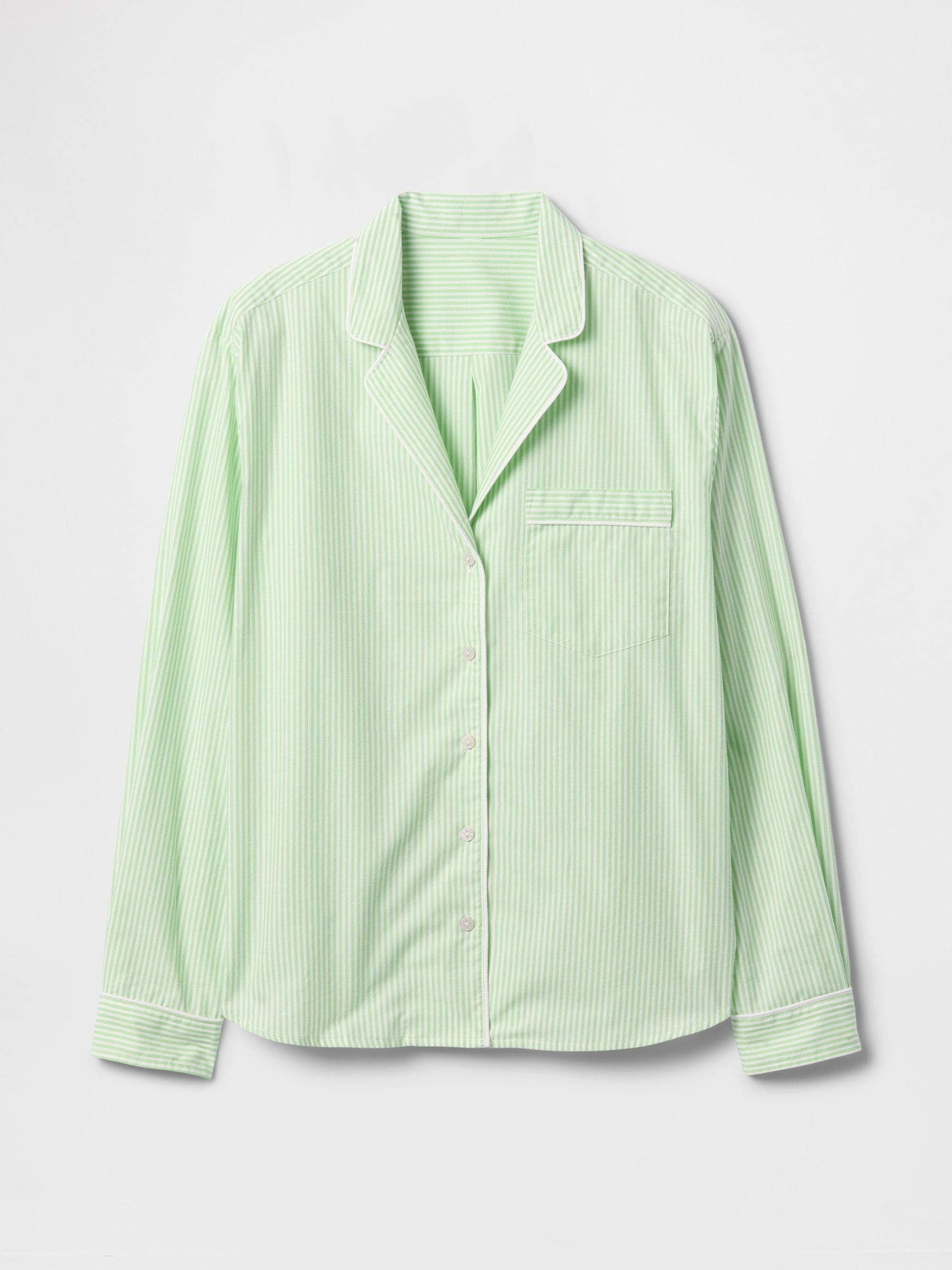 Green Stripe Long Sleeve Poplin Pyjama Shirt - Image 4 of 4