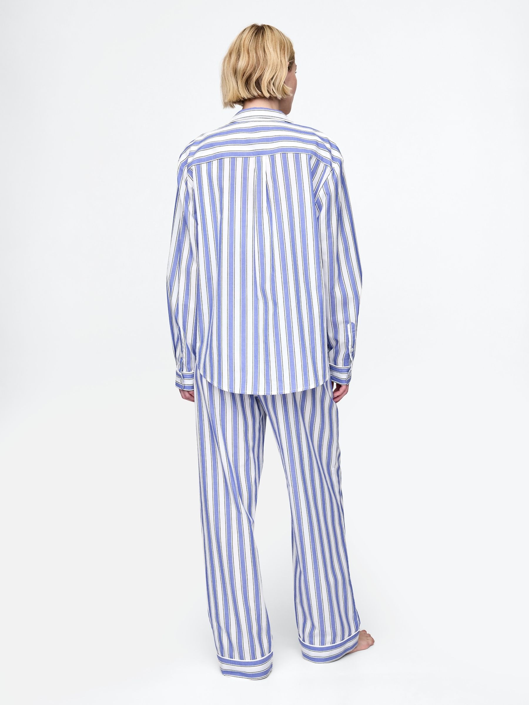 Blue Stripe Trouser Cotton Poplin Pyjama Bottoms - Image 2 of 4