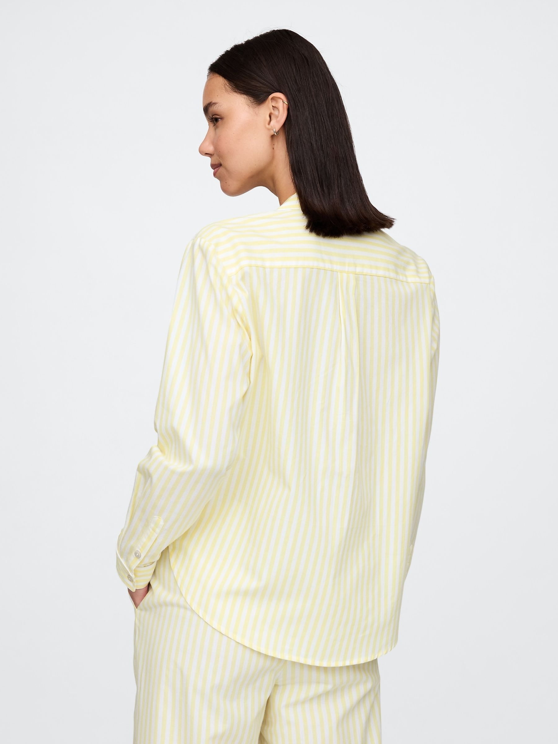 Yellow Stripe Long Sleeve Poplin Pyjama Shirt - Image 2 of 4