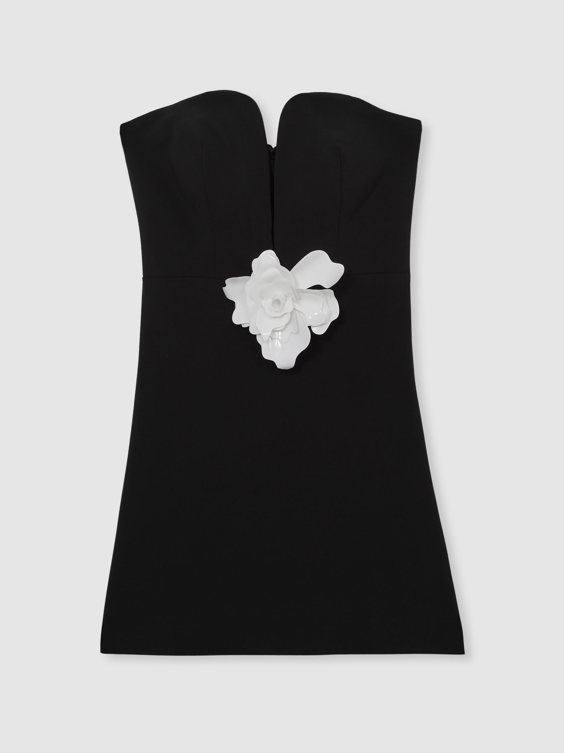 Halston Strapless Fitted Mini Dress in Black - Image 2 of 7