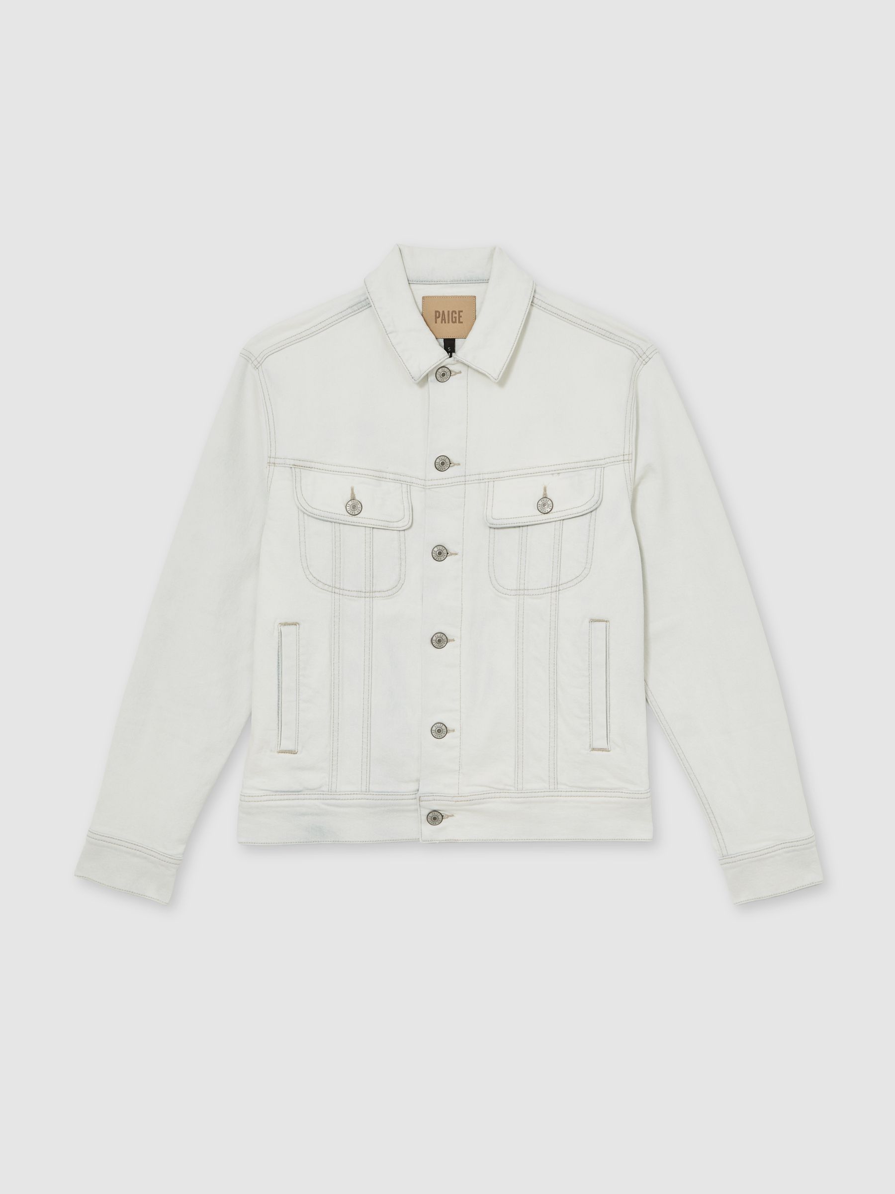 Paige Button-Through Denim Jacket in Ivory - Image 2 of 6