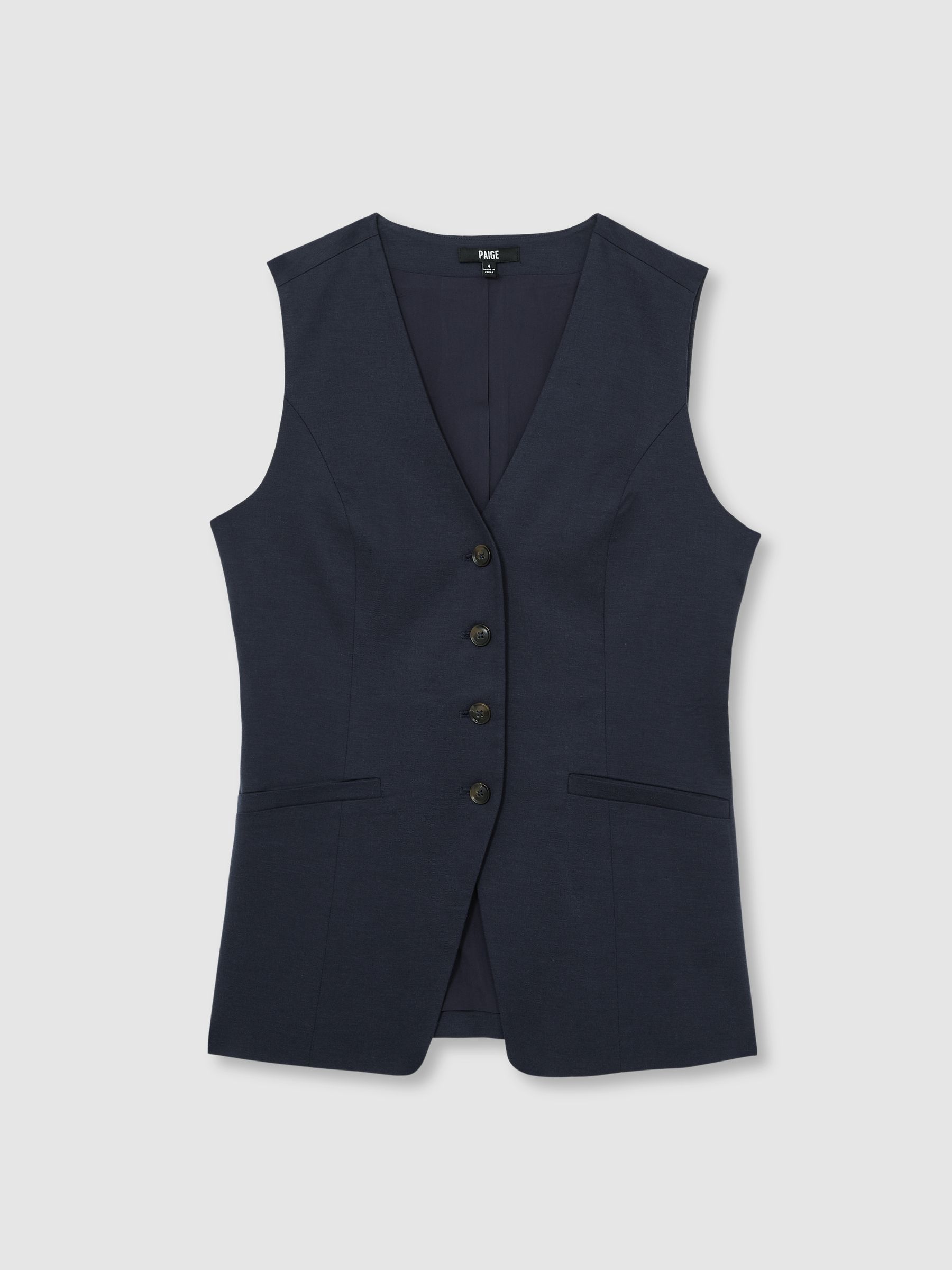 Paige Button-Through Vest in Dark Ink Blue - Image 2 of 6