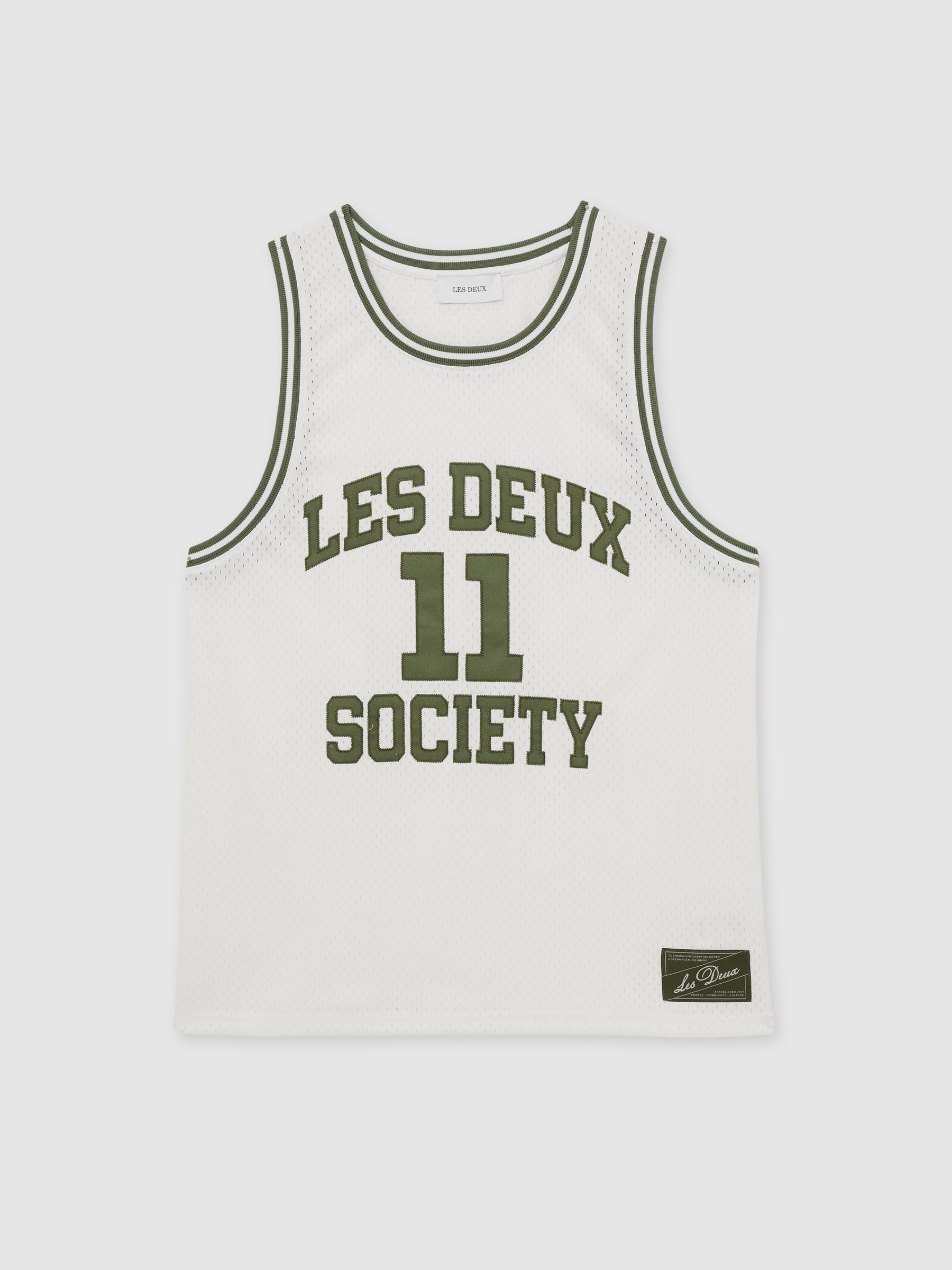 Mesh Basketball Vest in Ivory/Green - Image 2 of 5
