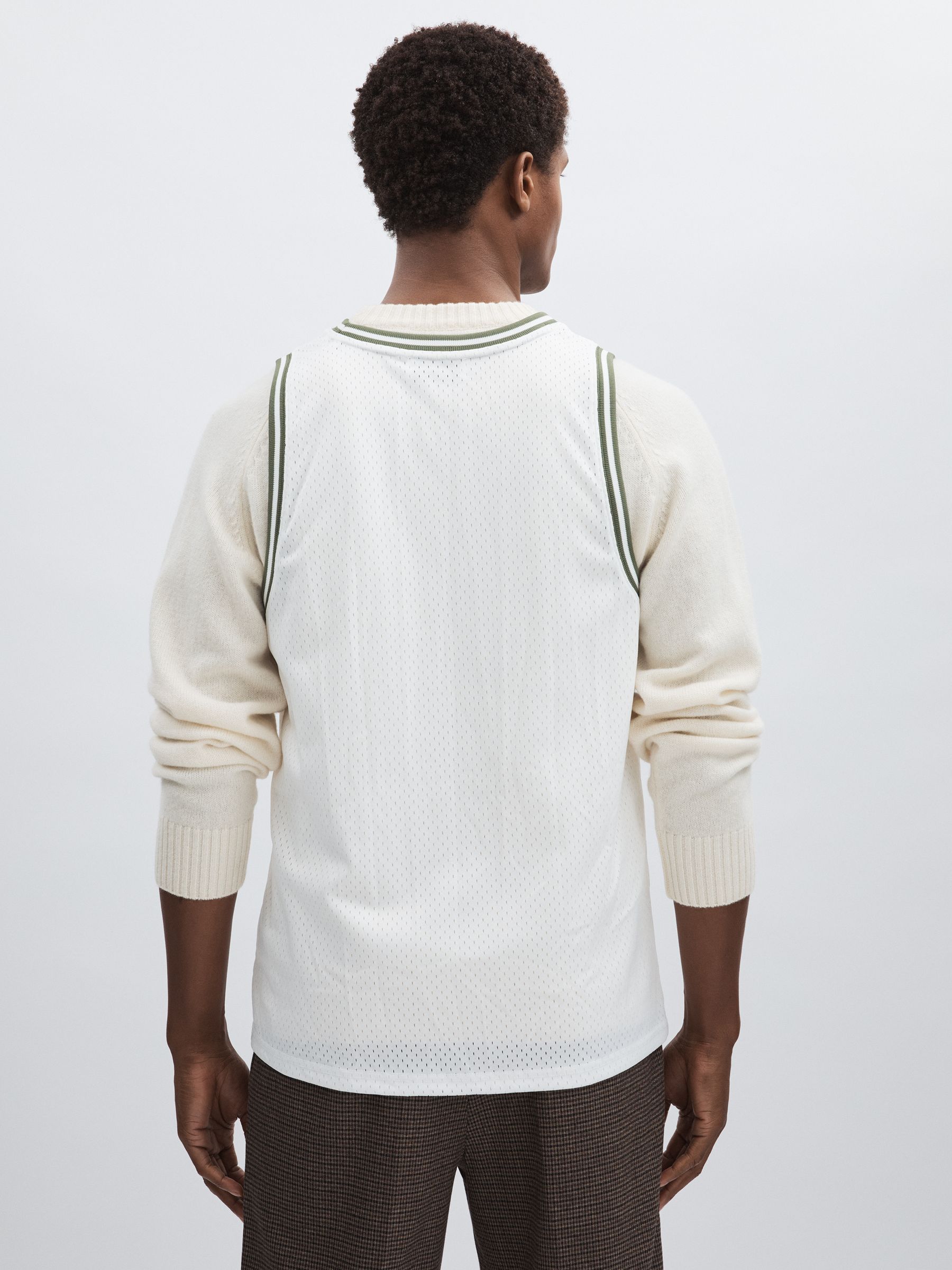 Mesh Basketball Vest in Ivory/Green - Image 4 of 5