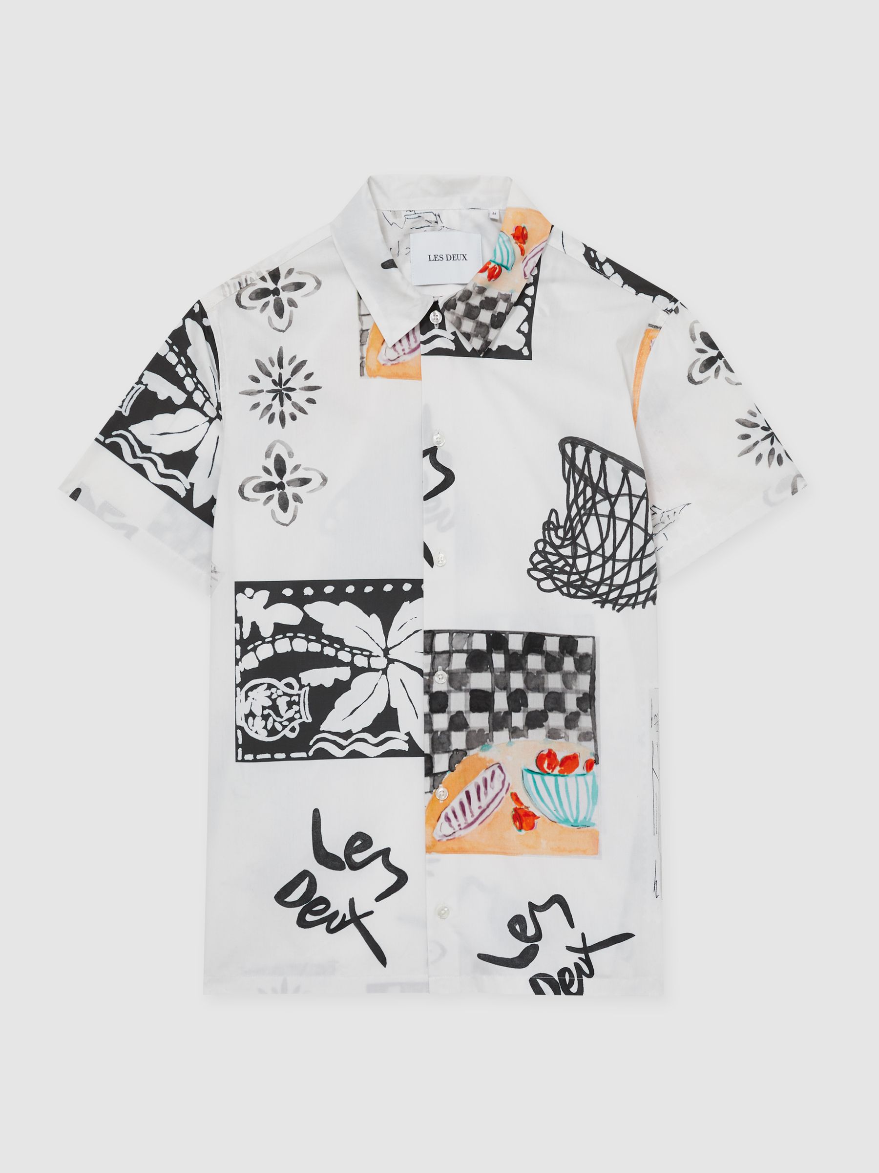 Les Deux Cotton Graphic-Print Shirt in Ivory Print - Image 2 of 6