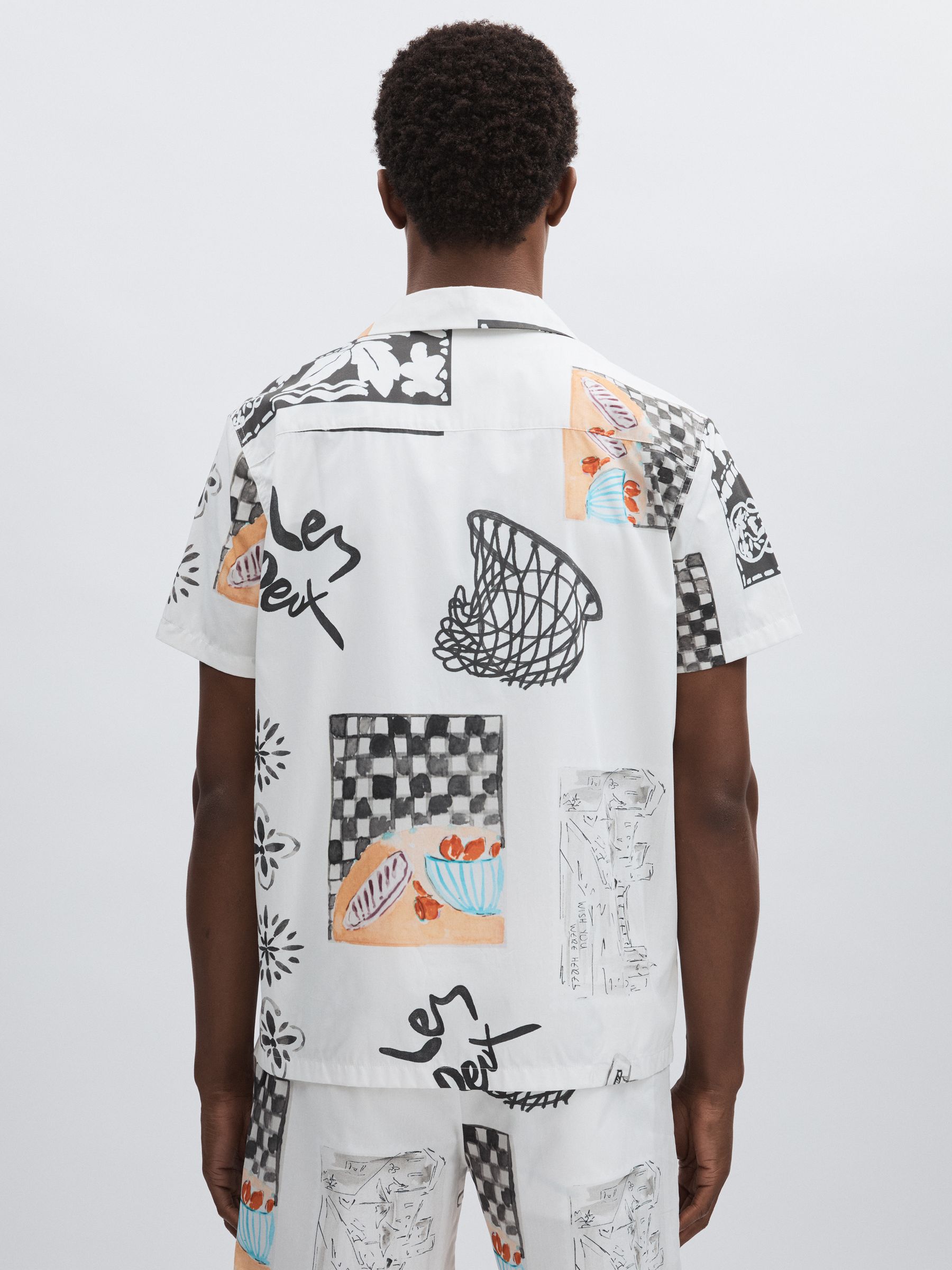 Les Deux Cotton Graphic-Print Shirt in Ivory Print - Image 5 of 6
