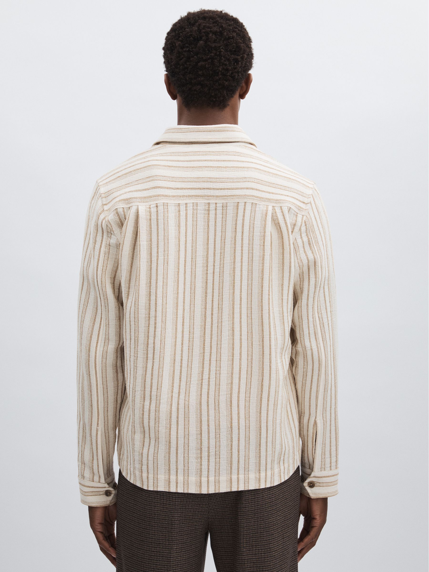 Les Deux Cotton-Blend Stripe Overshirt in Ivory - Image 4 of 5