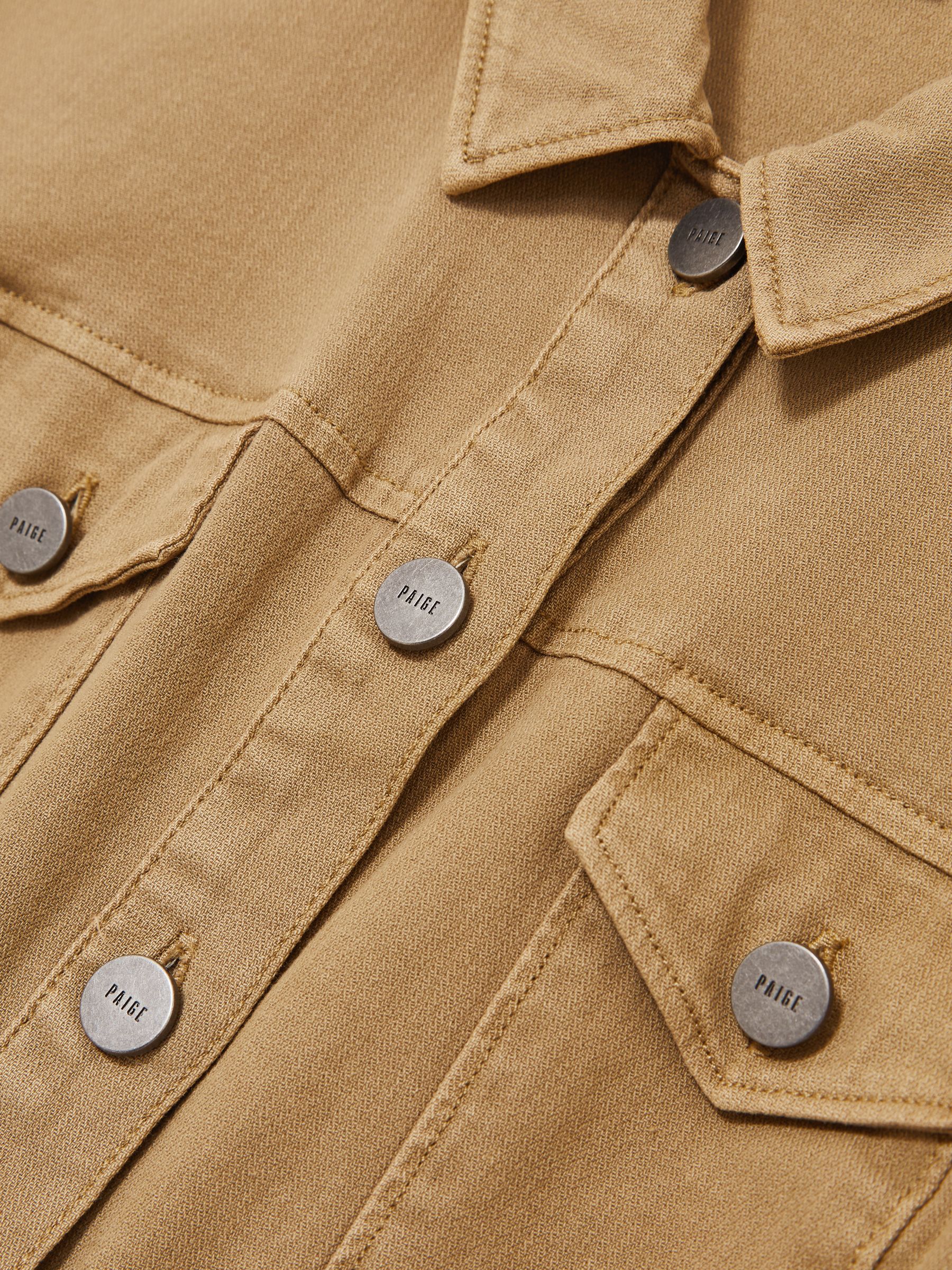 Paige Fern Beige Denim Button Through Mini Dress in Fern Beige - Image 6 of 6