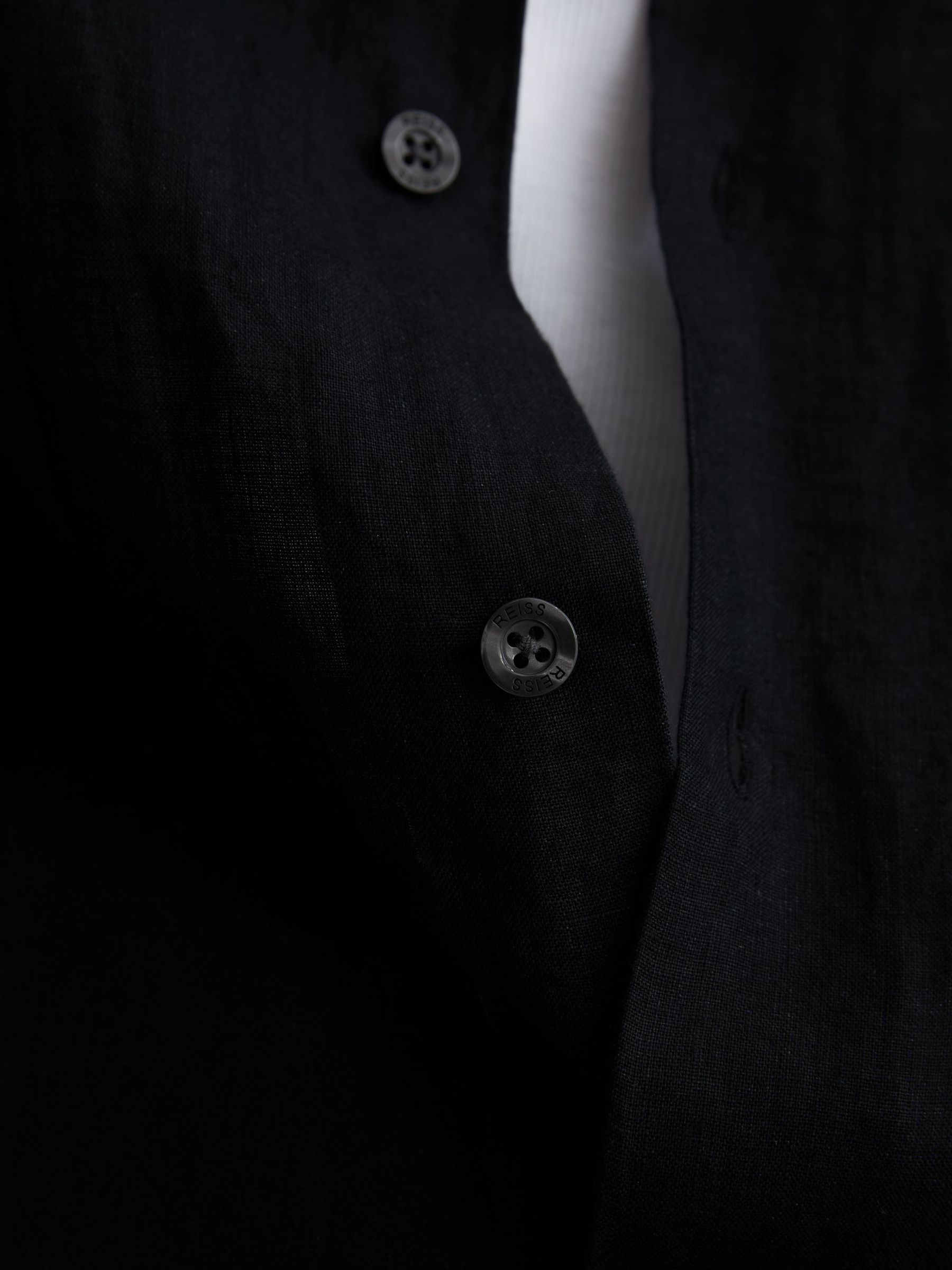 Linen Cuban-Collar Shirt in Black - image 5