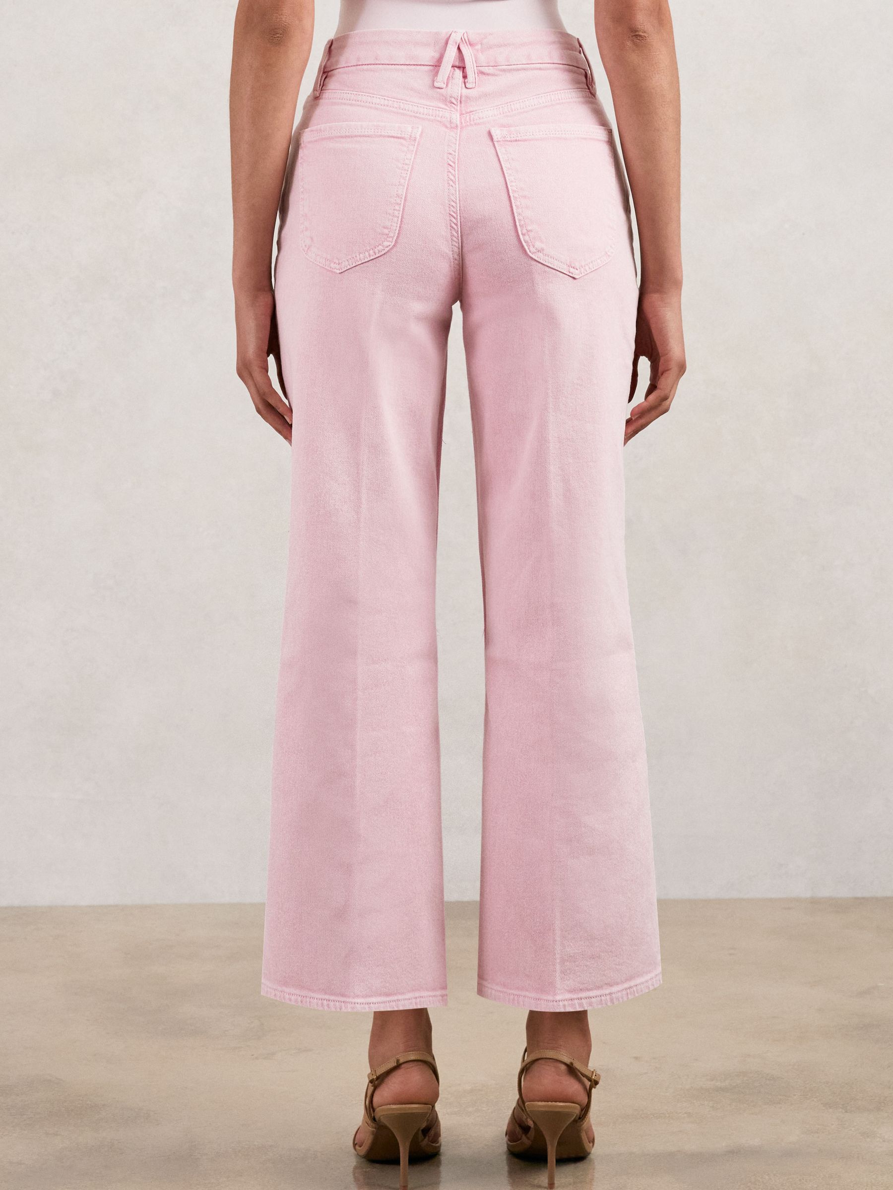 Cropped Palazzo Jeans in Rose Pink - Image 4 of 5