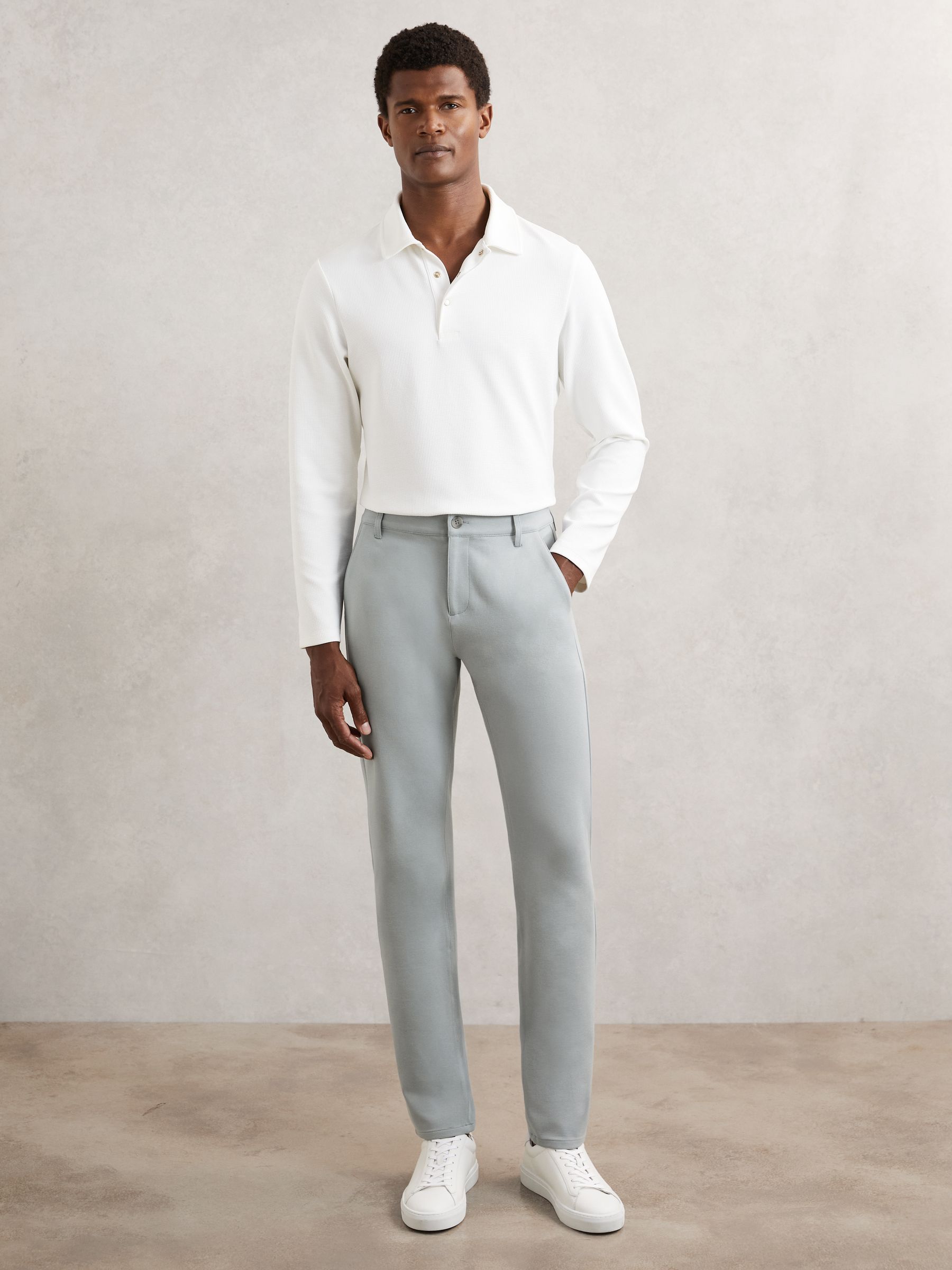 Paige Slim-Fit Stretch Trousers in Moon Shadow Blue - Image 1 of 6