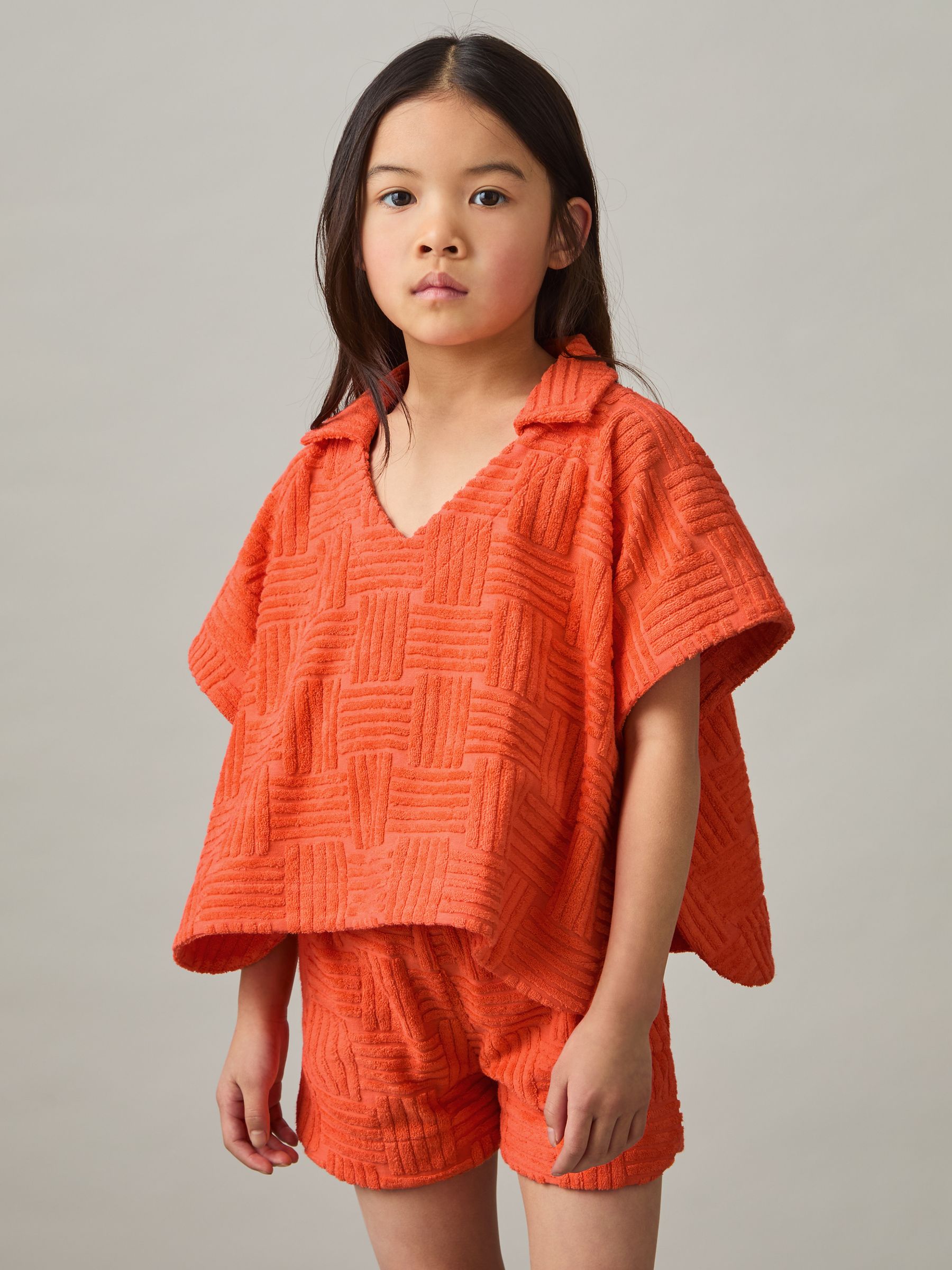 Towelling Shirt And Shorts Set in Orange - Image 1 of 5