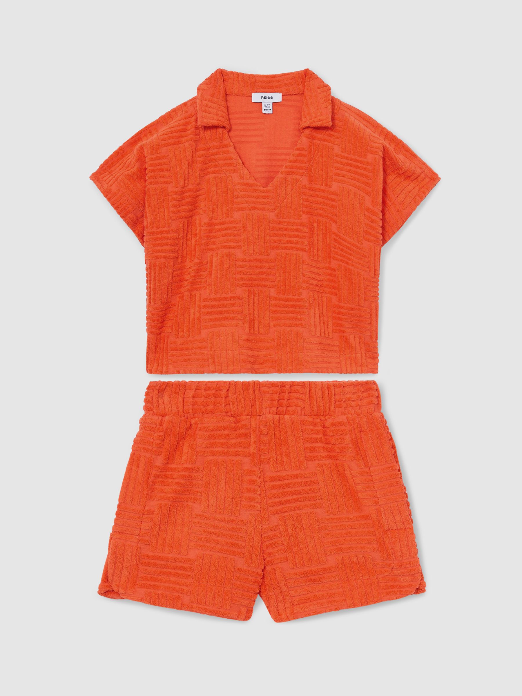 Towelling Shirt And Shorts Set in Orange - Image 2 of 5