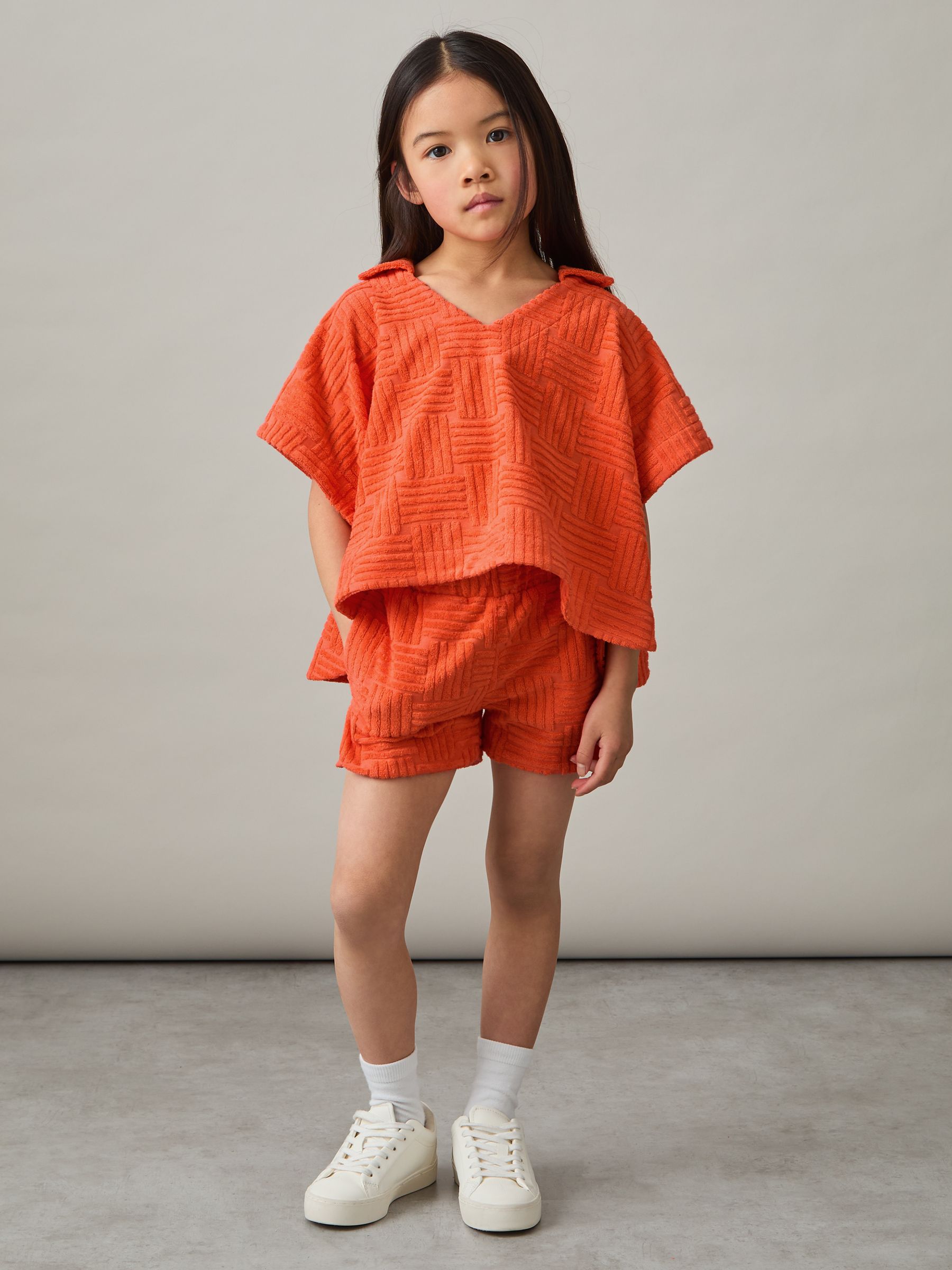 Towelling Shirt And Shorts Set in Orange - Image 1 of 1