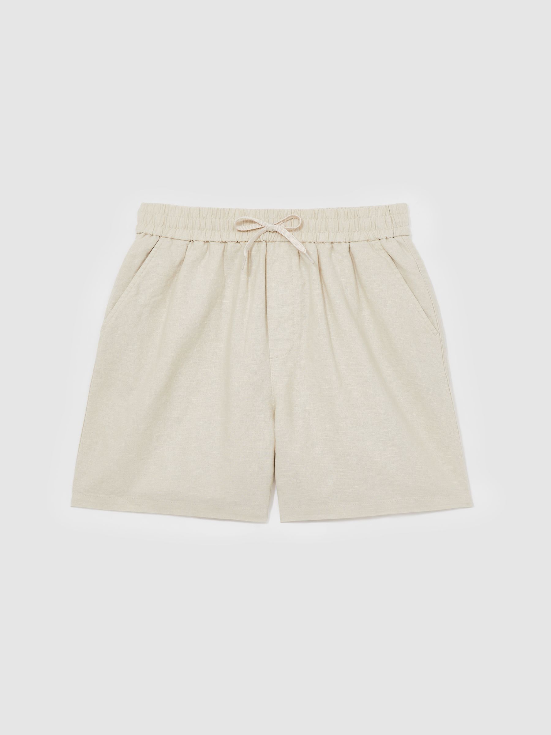 Linen-Cotton Shorts in Ivory - Image 2 of 5