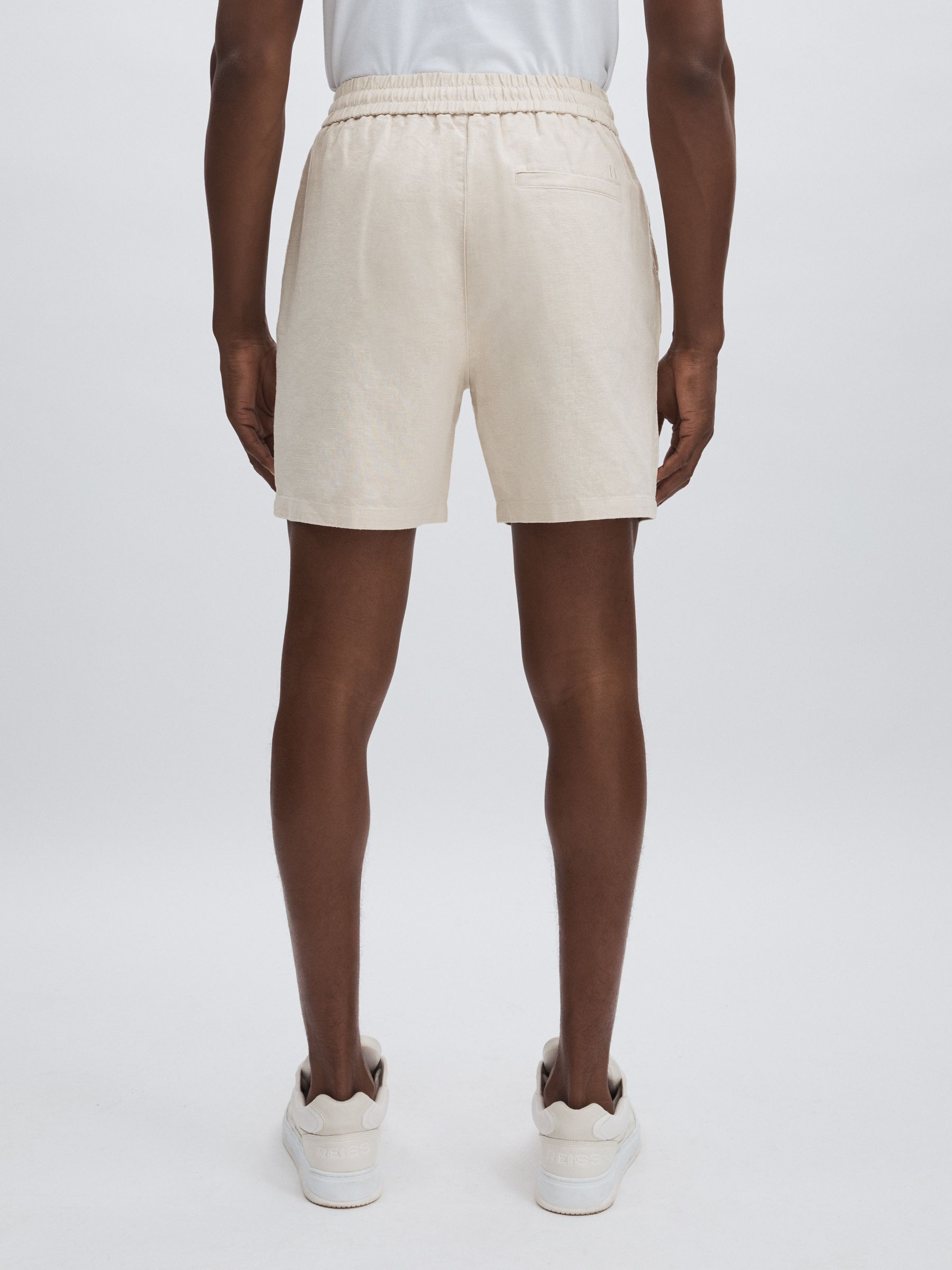 Linen-Cotton Shorts in Ivory - Image 4 of 5