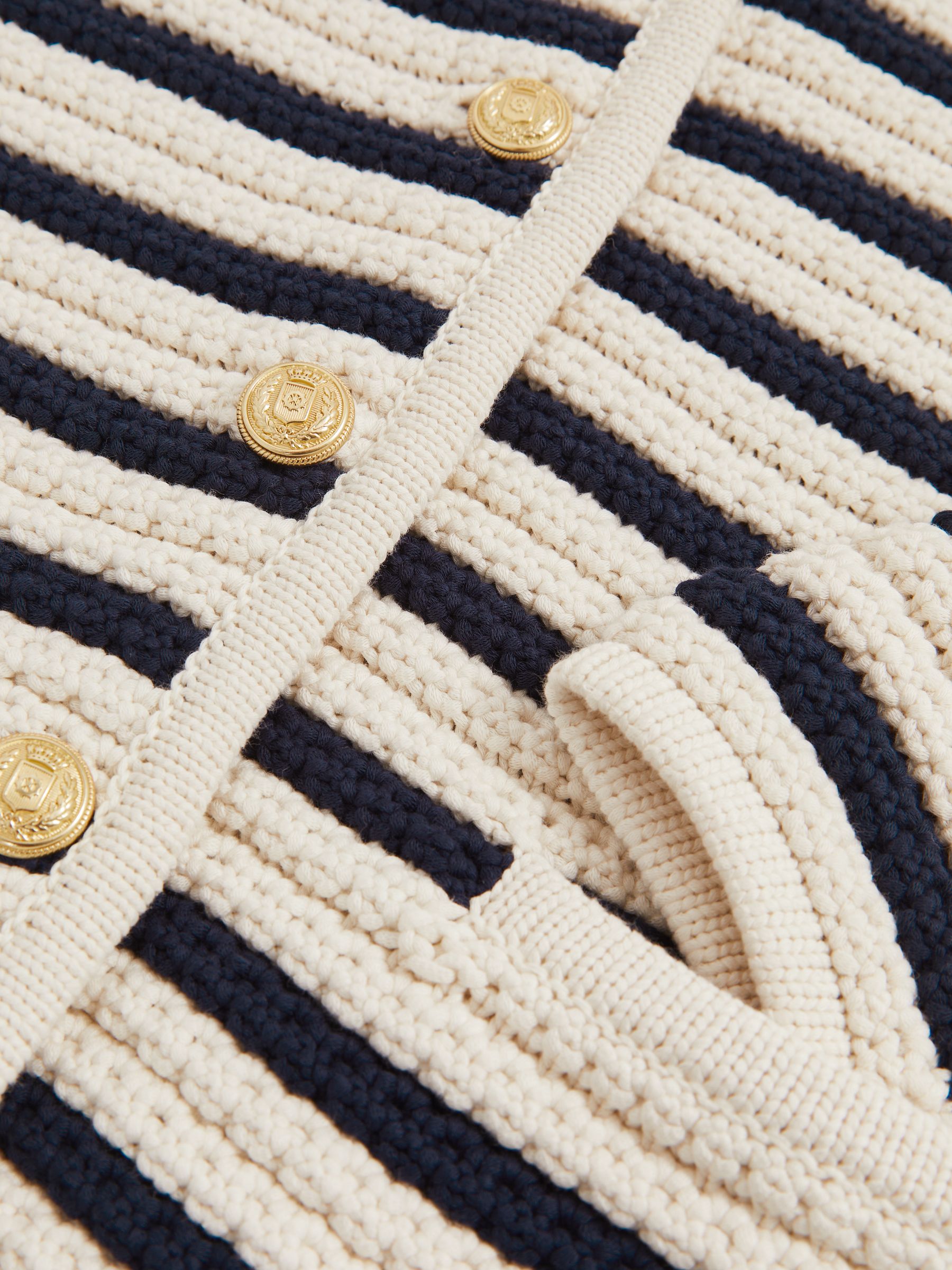 Paige Ivory Textured Knit Stripe Cardigan in Ivory - Image 6 of 6