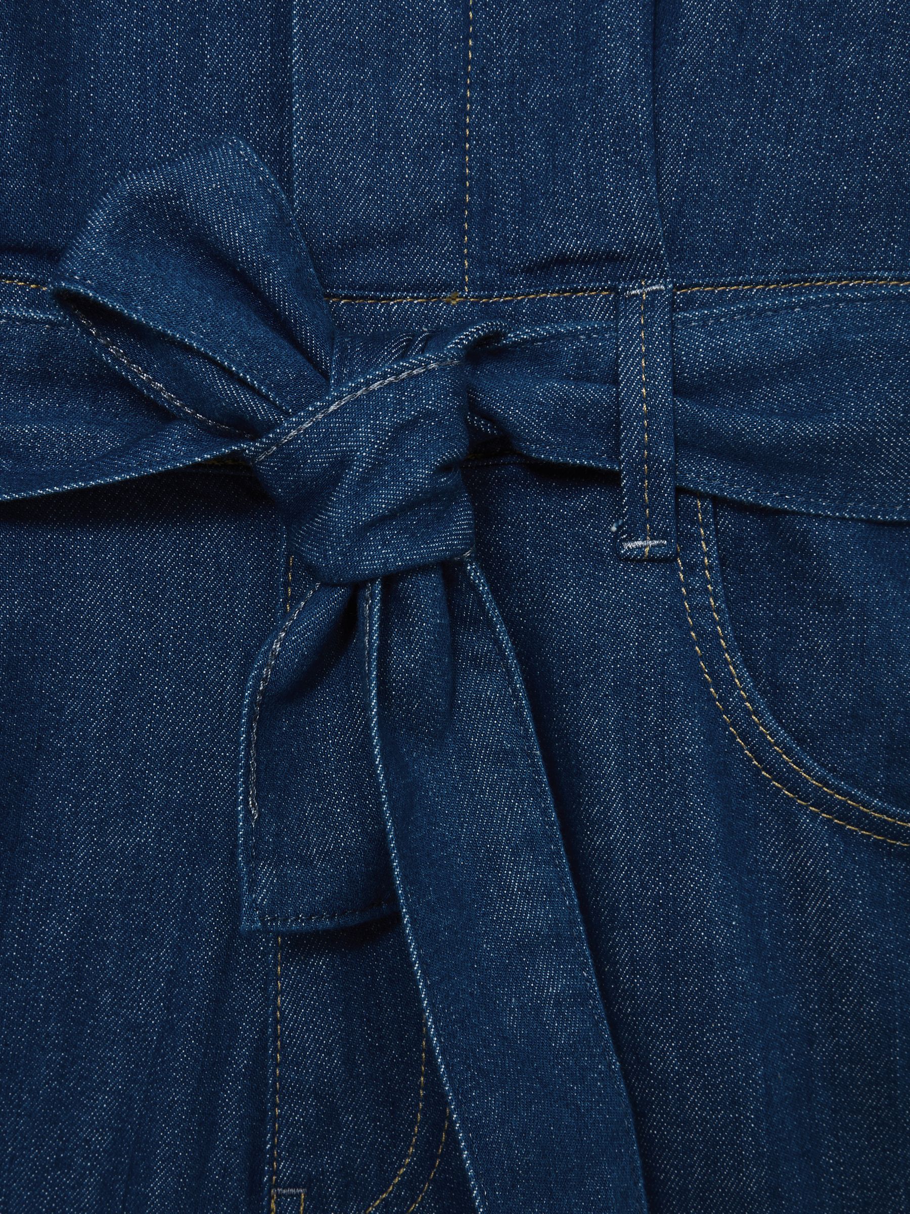 Paige Maraya Blue Wide Leg Belted Denim Jumpsuit in Maraya Blue - Image 6 of 6