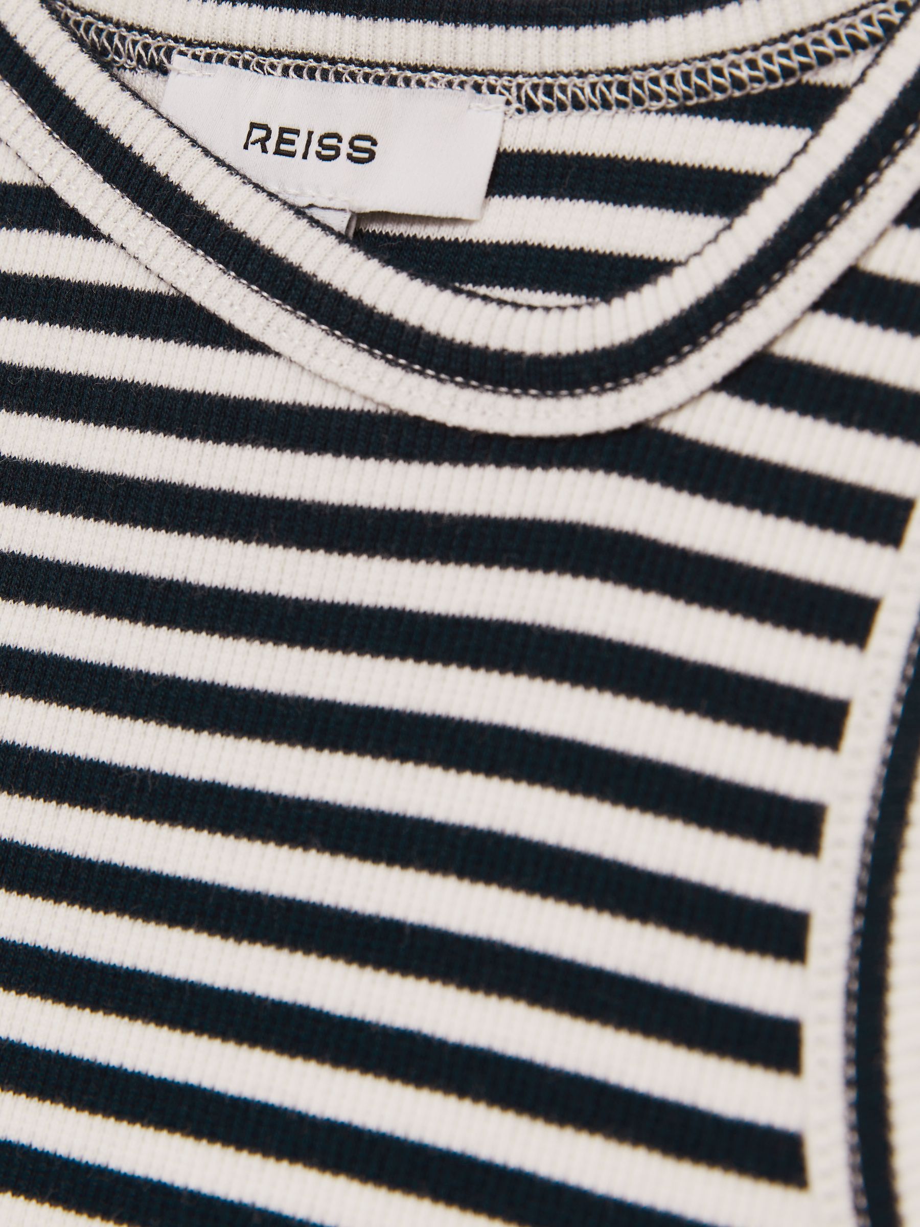 9-13 yrs Stretch-Cotton Stripe Asymmetric Vest in Navy - Image 4 of 4