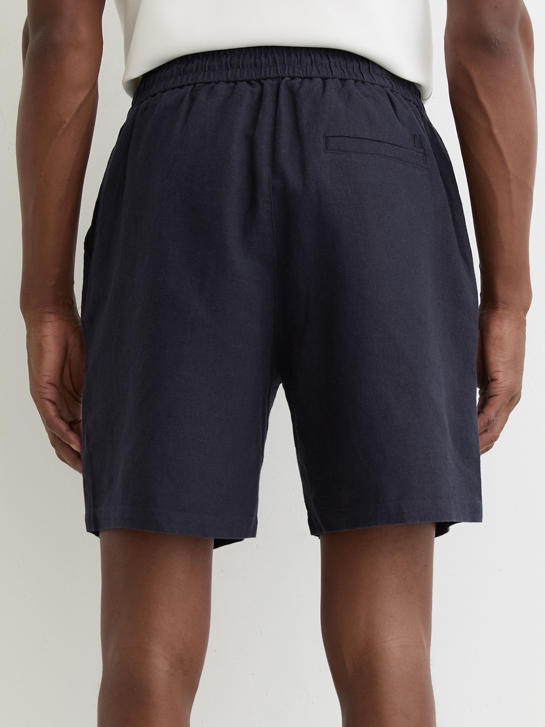 Les Deux Linen-Cotton Shorts in Navy Blue - Image 4 of 5