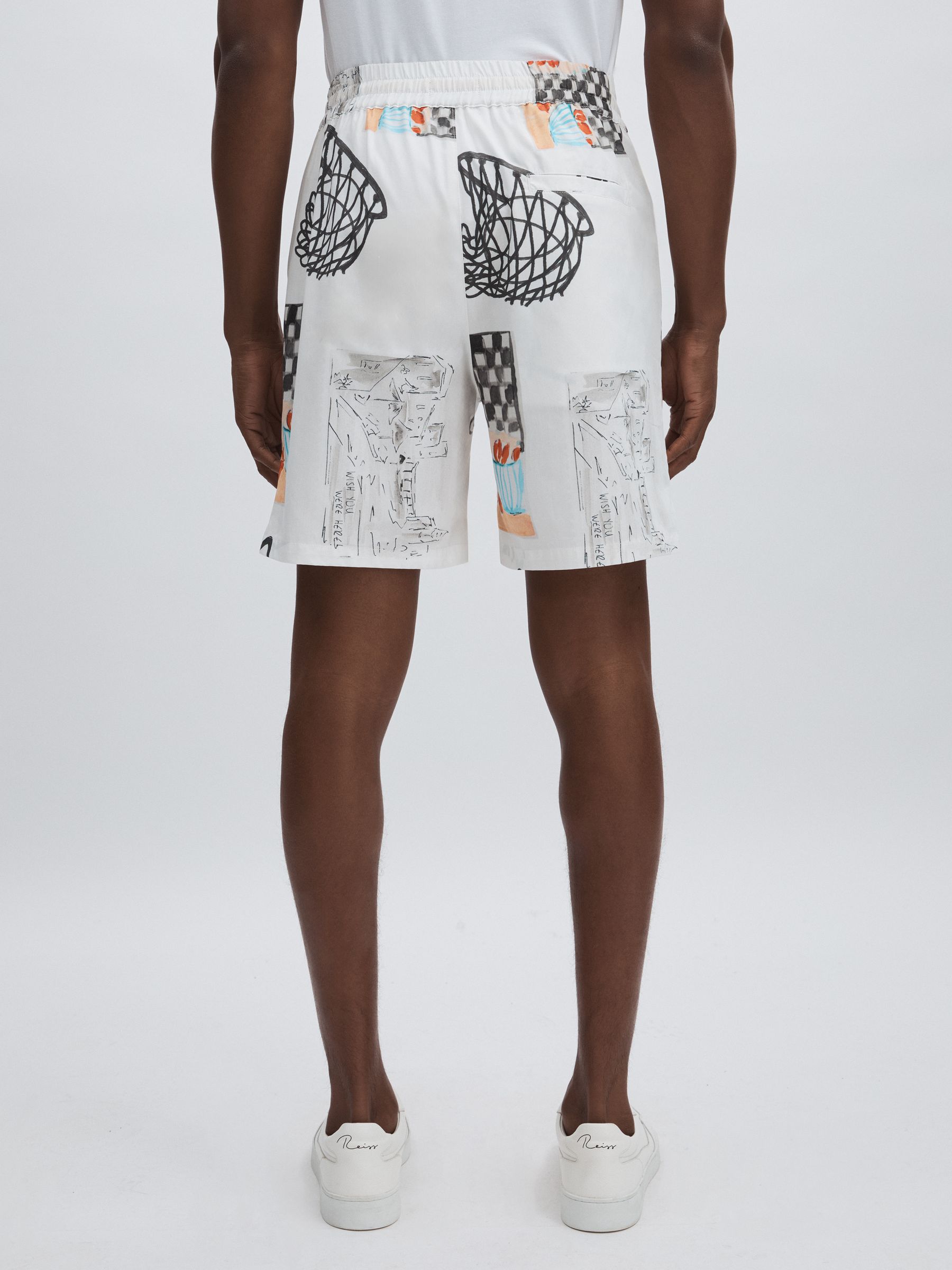 100% Organic Cotton Printed Shorts in Ivory Print - Image 4 of 5