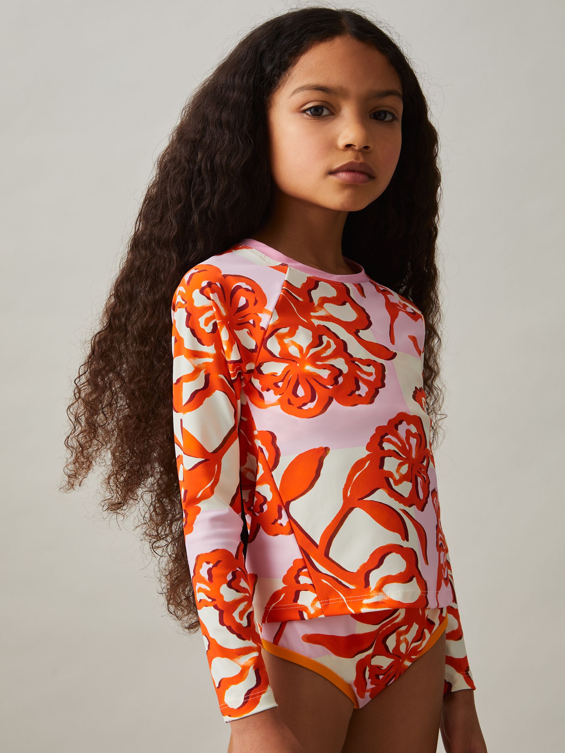 4-9 yrs Sun Safe Long-Sleeve Top in Pink Print - Image 3 of 4