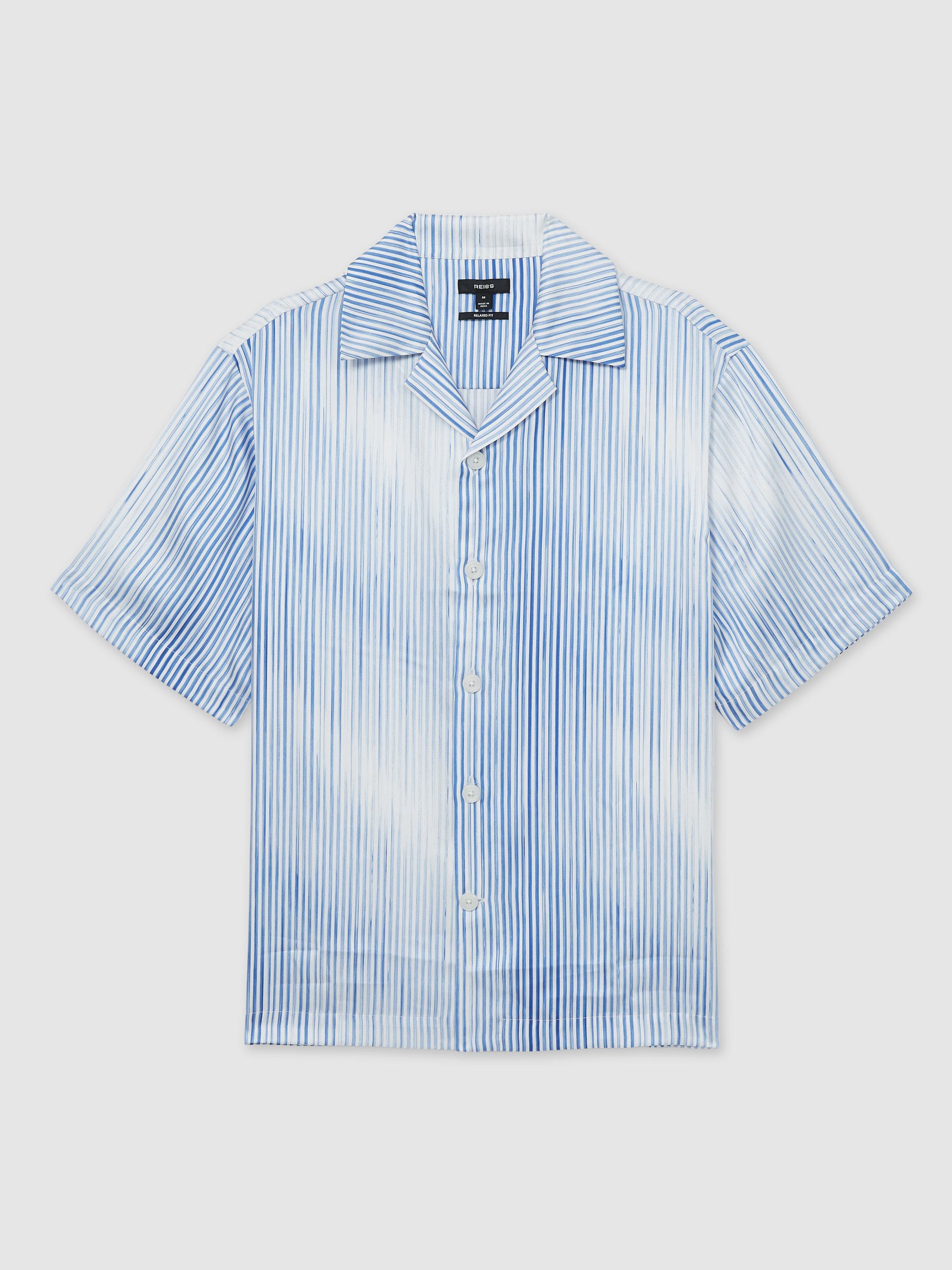 Faded-Stripe Cuban-Collar Shirt in Soft Blue/White - Image 2 of 6