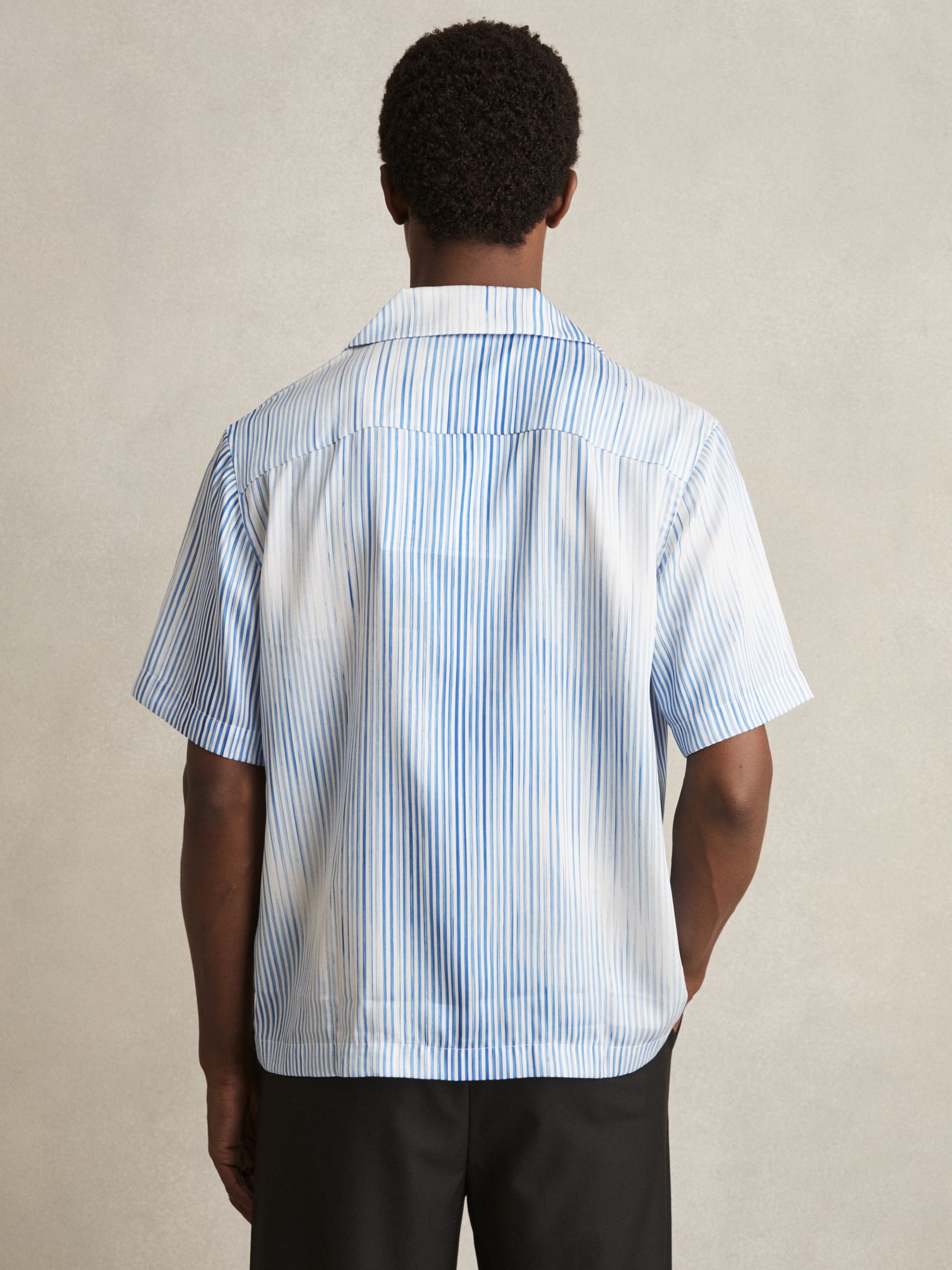 Faded-Stripe Cuban-Collar Shirt in Soft Blue/White - Image 5 of 6