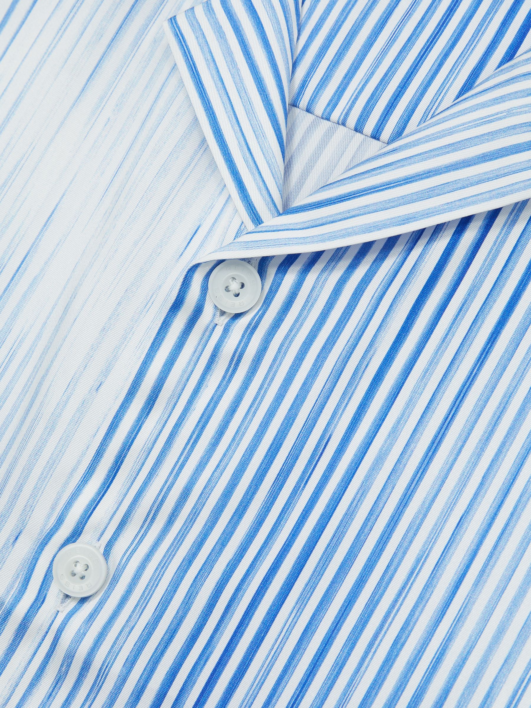 Faded-Stripe Cuban-Collar Shirt in Soft Blue/White - Image 6 of 6