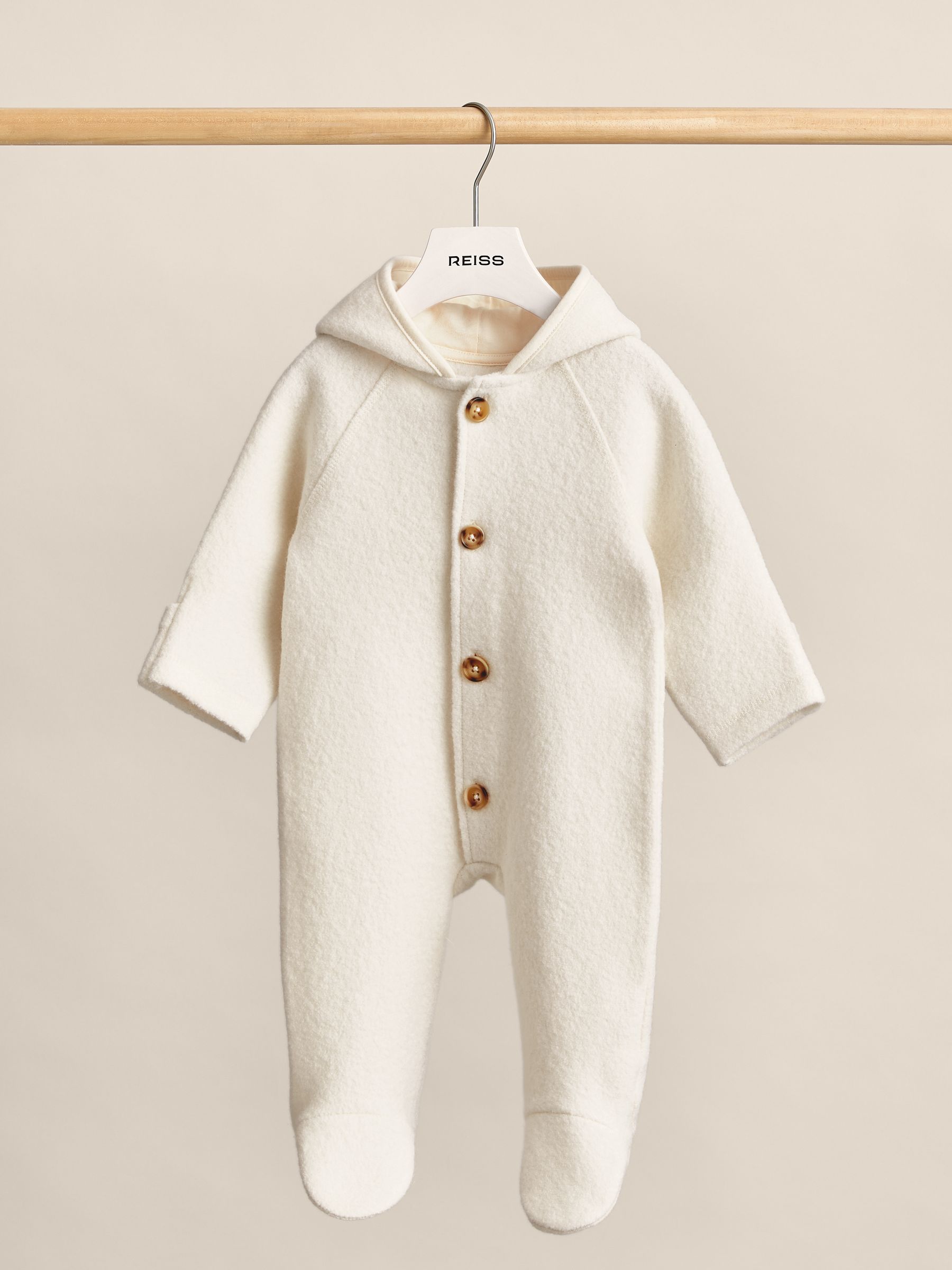 Hooded Boiled-Wool Pram Suit in Neutral - Image 3 of 4