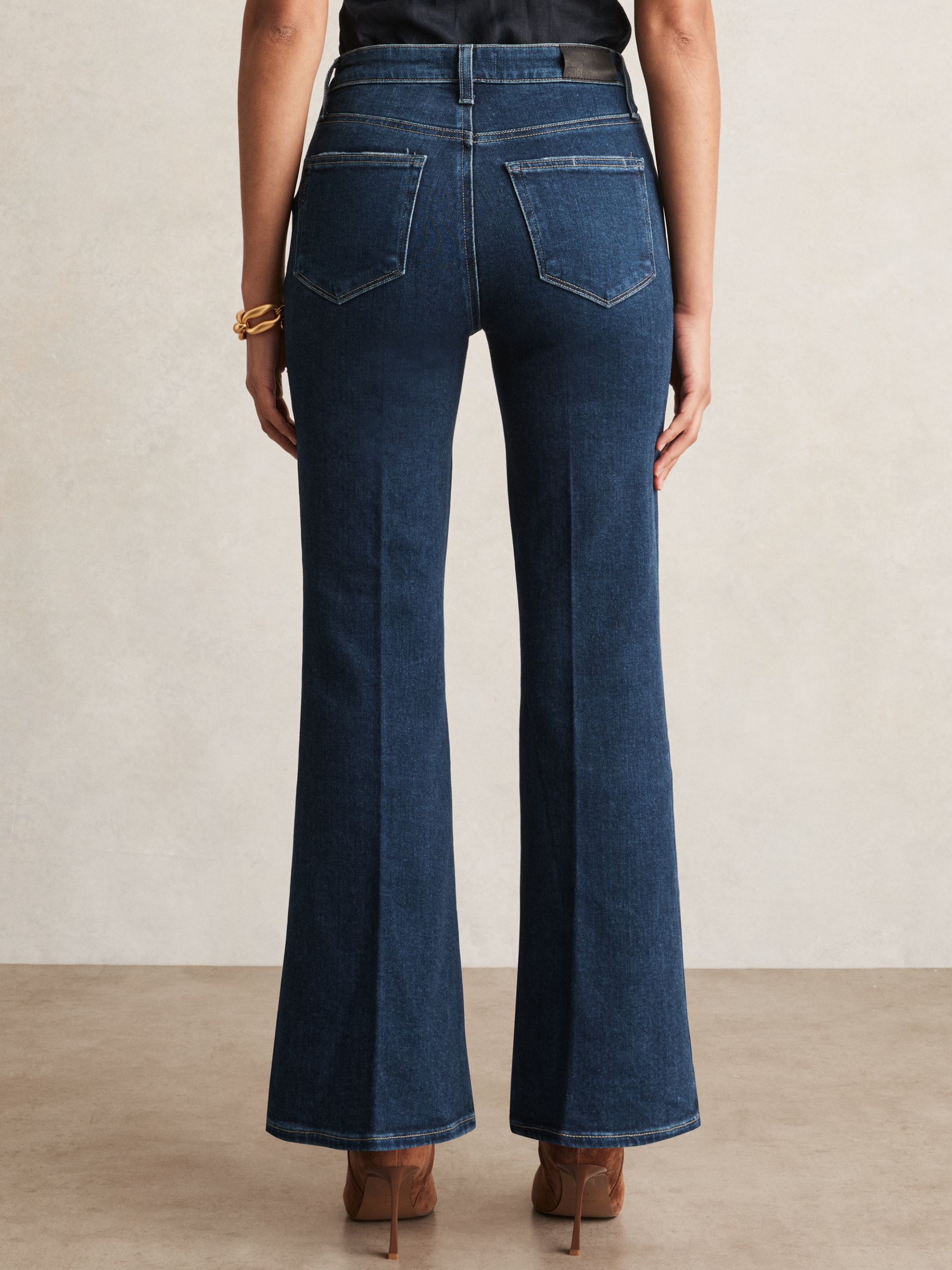 Paige High Rise Flared Jeans in Marciella Blue - Image 4 of 5
