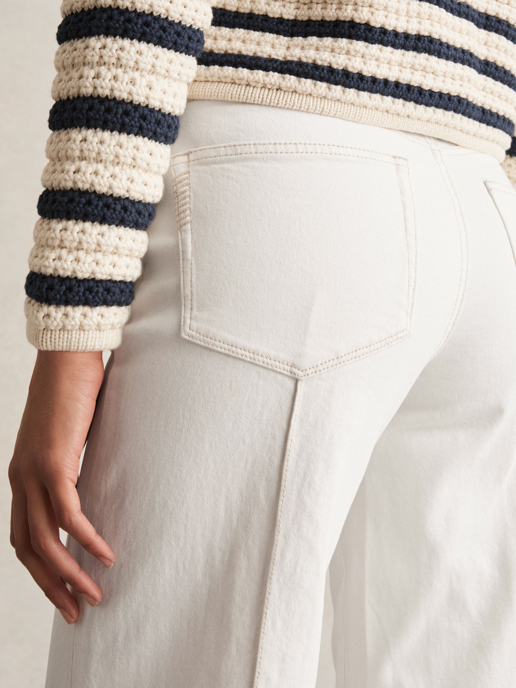Paige Ecru Wide Leg Pintuck Jeans in Ecru - Image 3 of 5