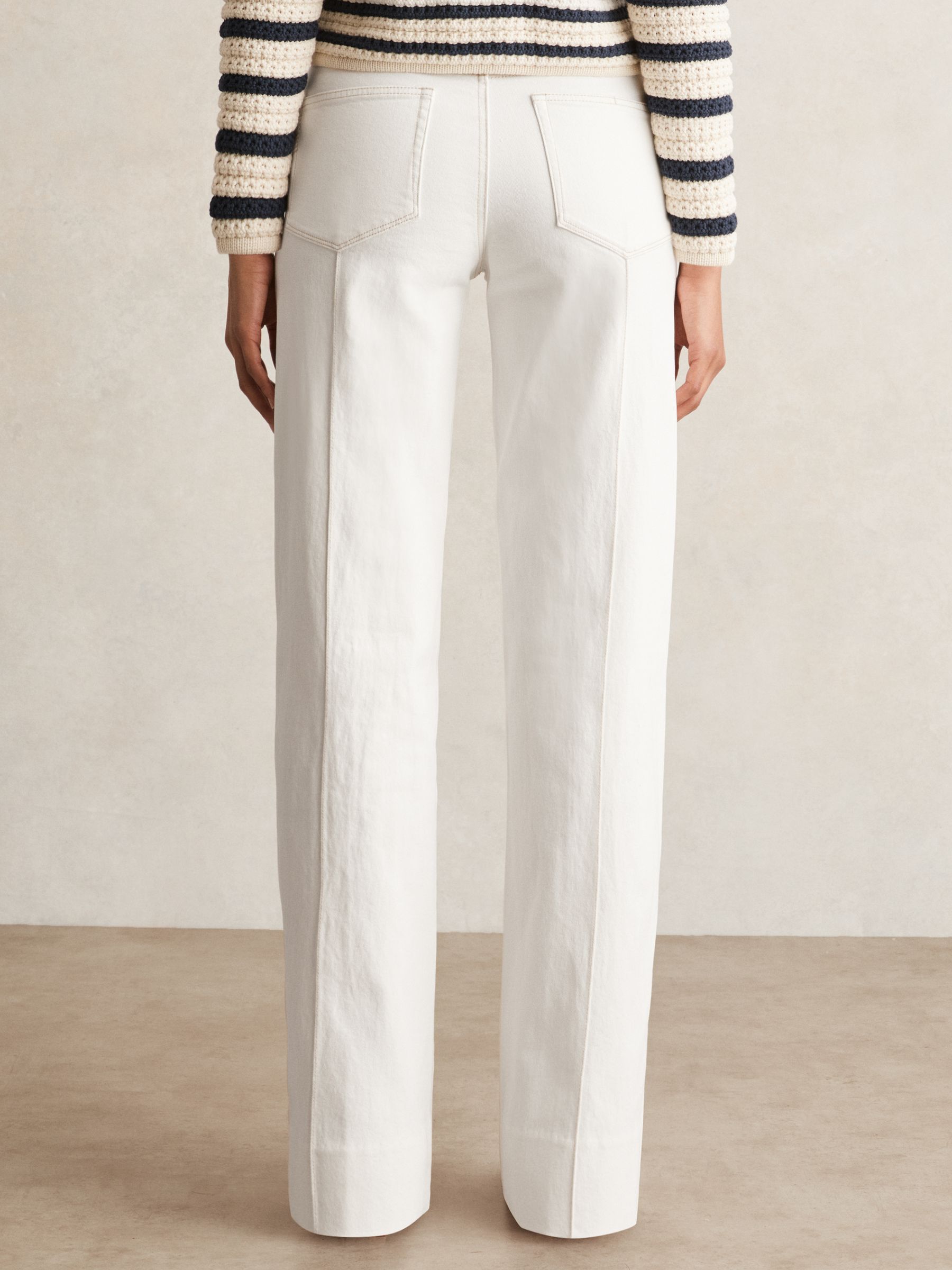 Paige Ecru Wide Leg Pintuck Jeans in Ecru - Image 4 of 5