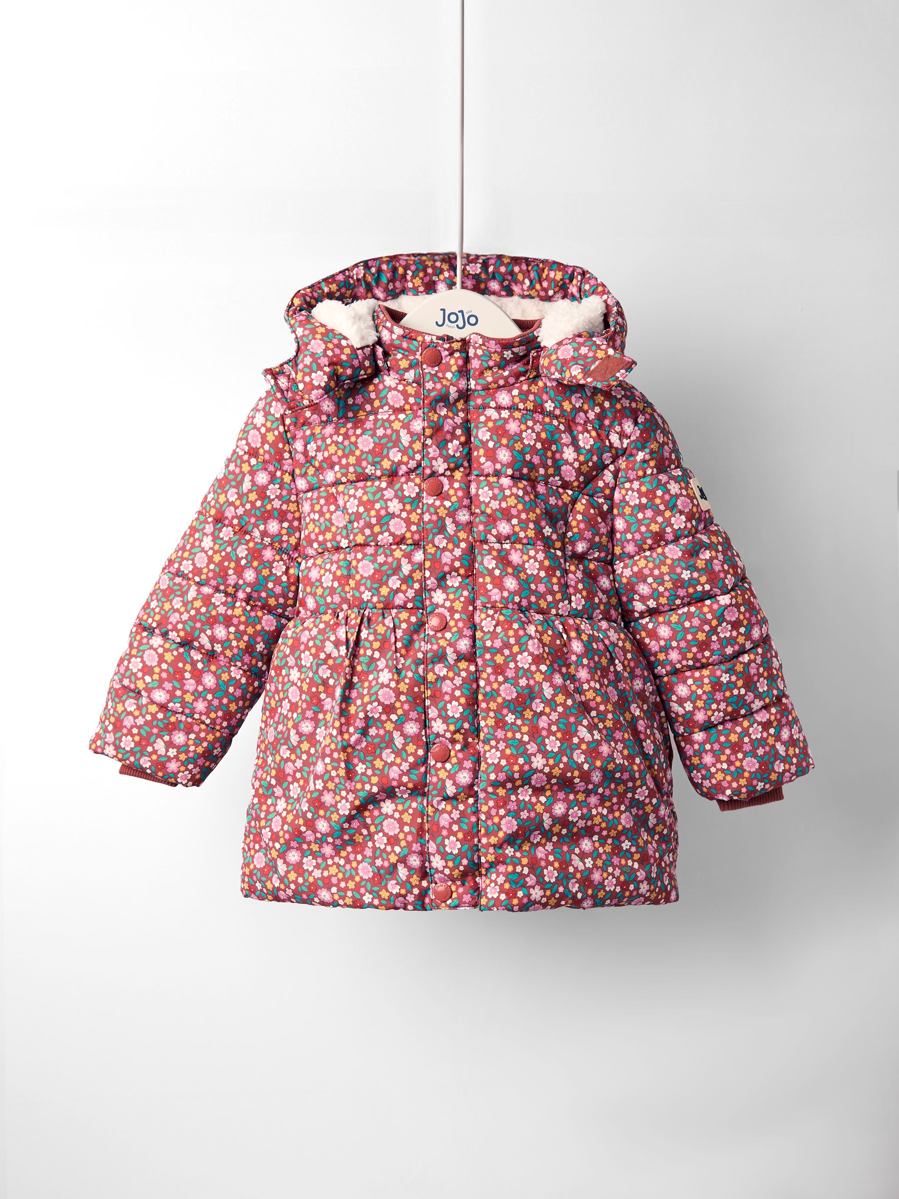 Brown Floral Borg Lined Puffer Coat - Image 1 of 8