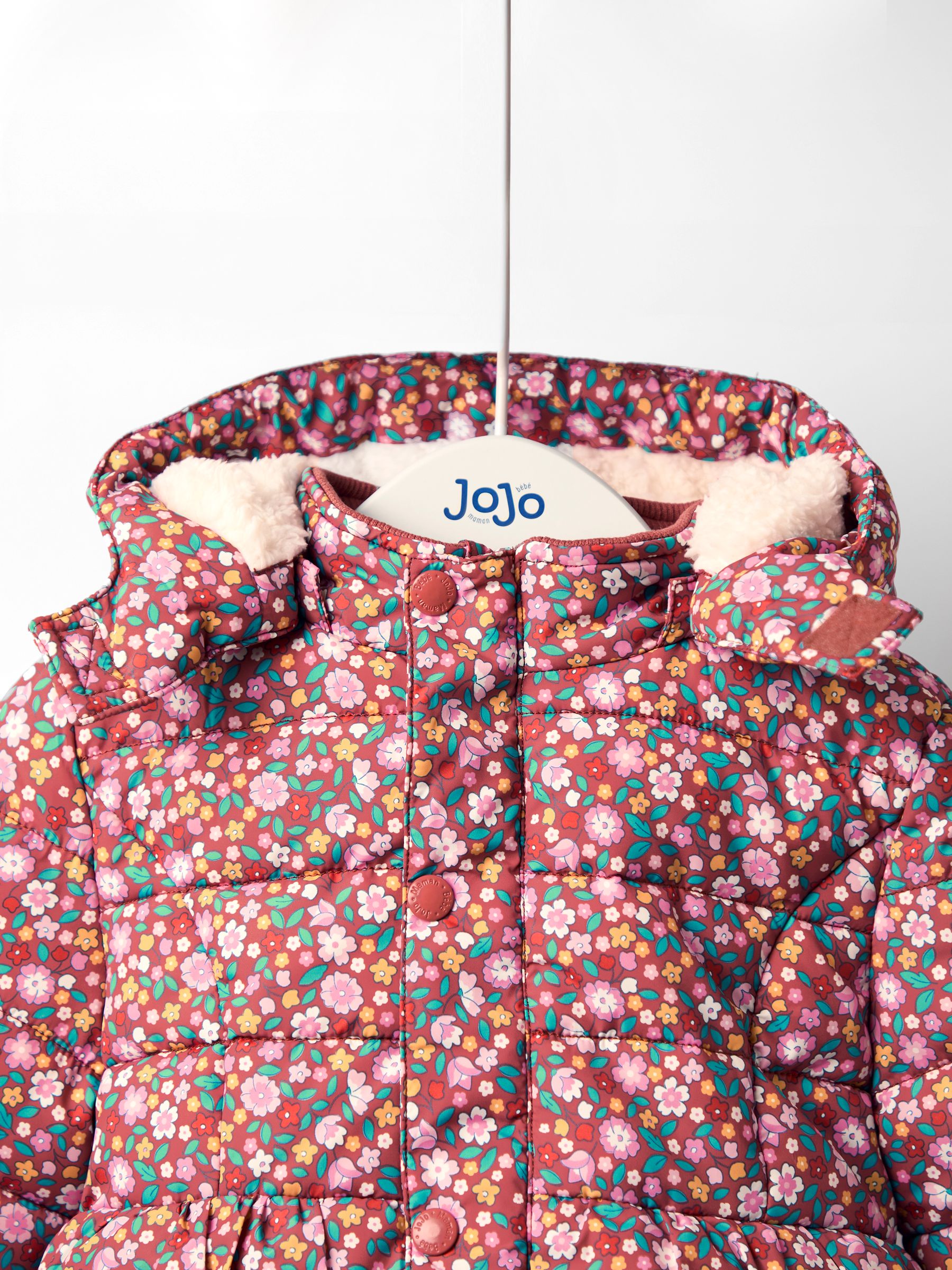 Brown Floral Borg Lined Puffer Coat - Image 5 of 8