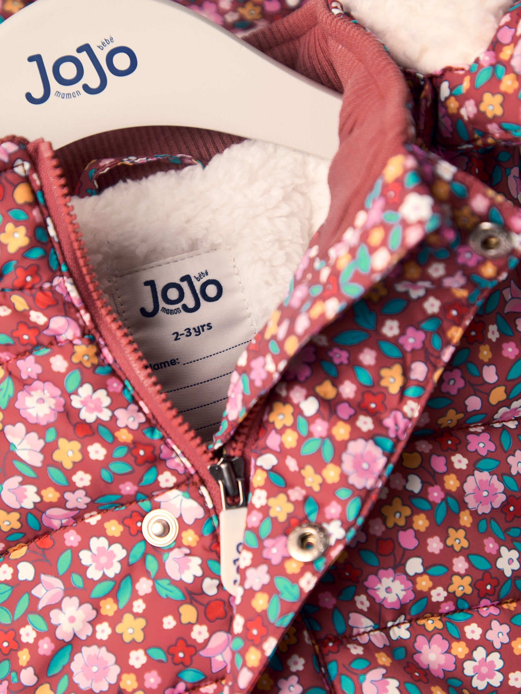 Brown Floral Borg Lined Puffer Coat - Image 6 of 8