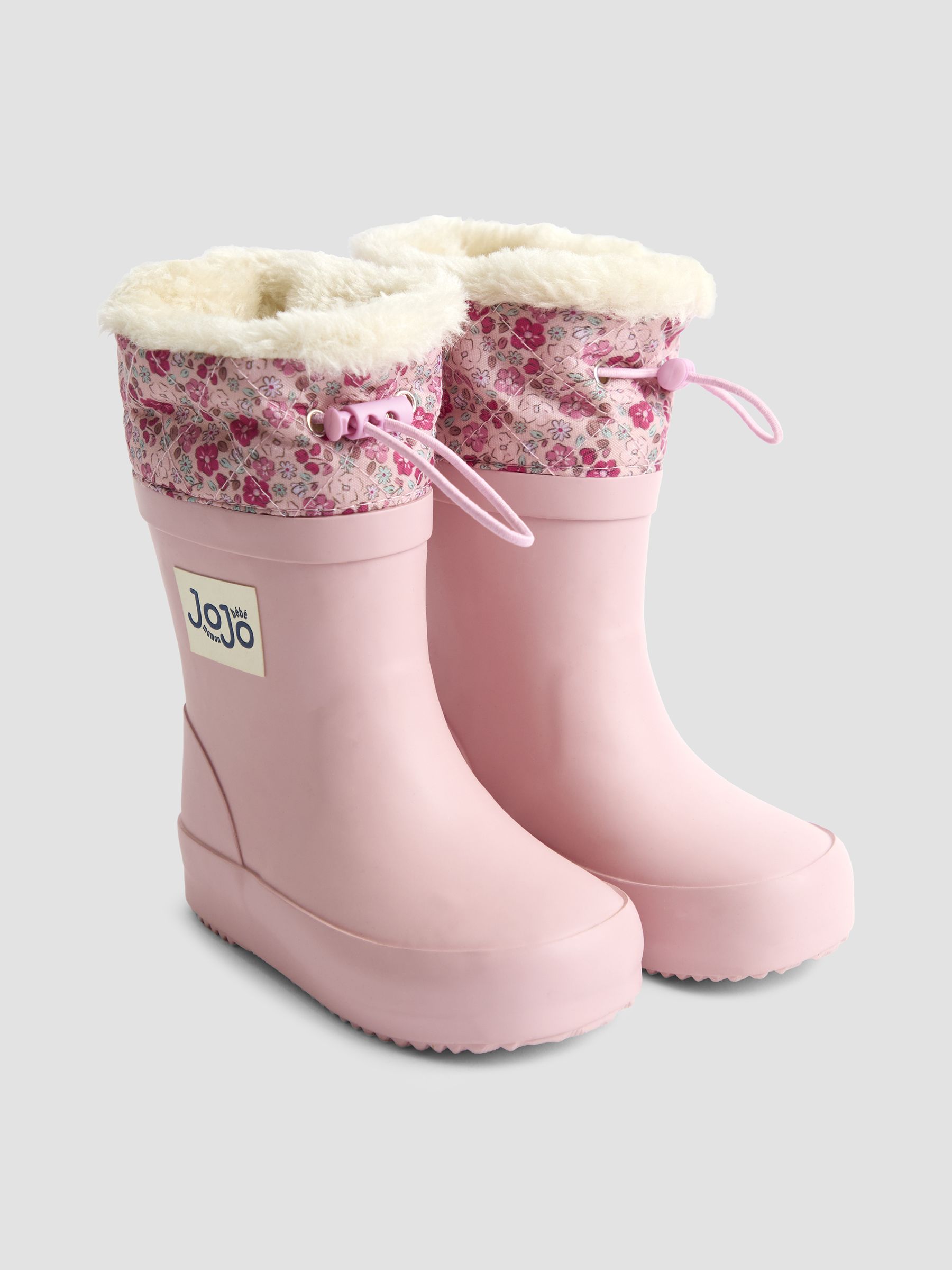 Pale Pink Drawstring Cosy Lined Wellies - Image 1 of 4