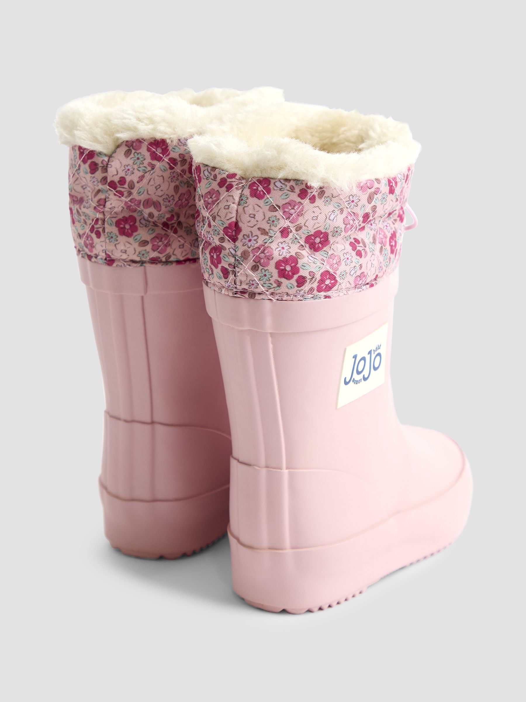 Pale Pink Drawstring Cosy Lined Wellies - Image 2 of 4
