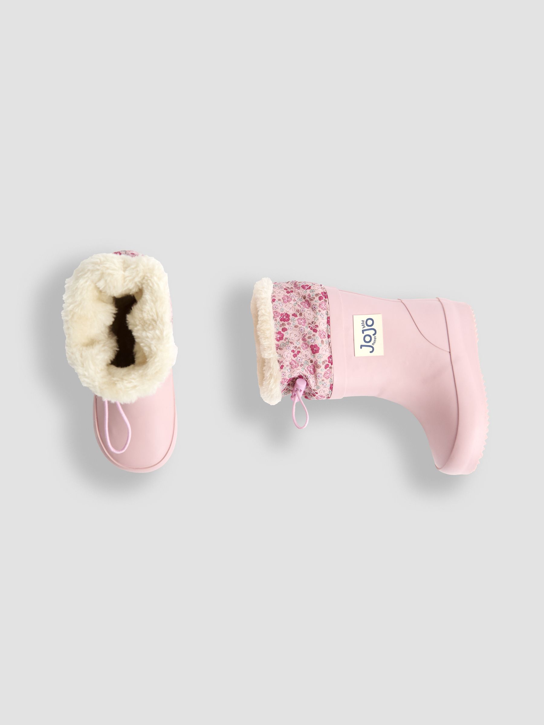 Pale Pink Drawstring Cosy Lined Wellies - Image 3 of 4