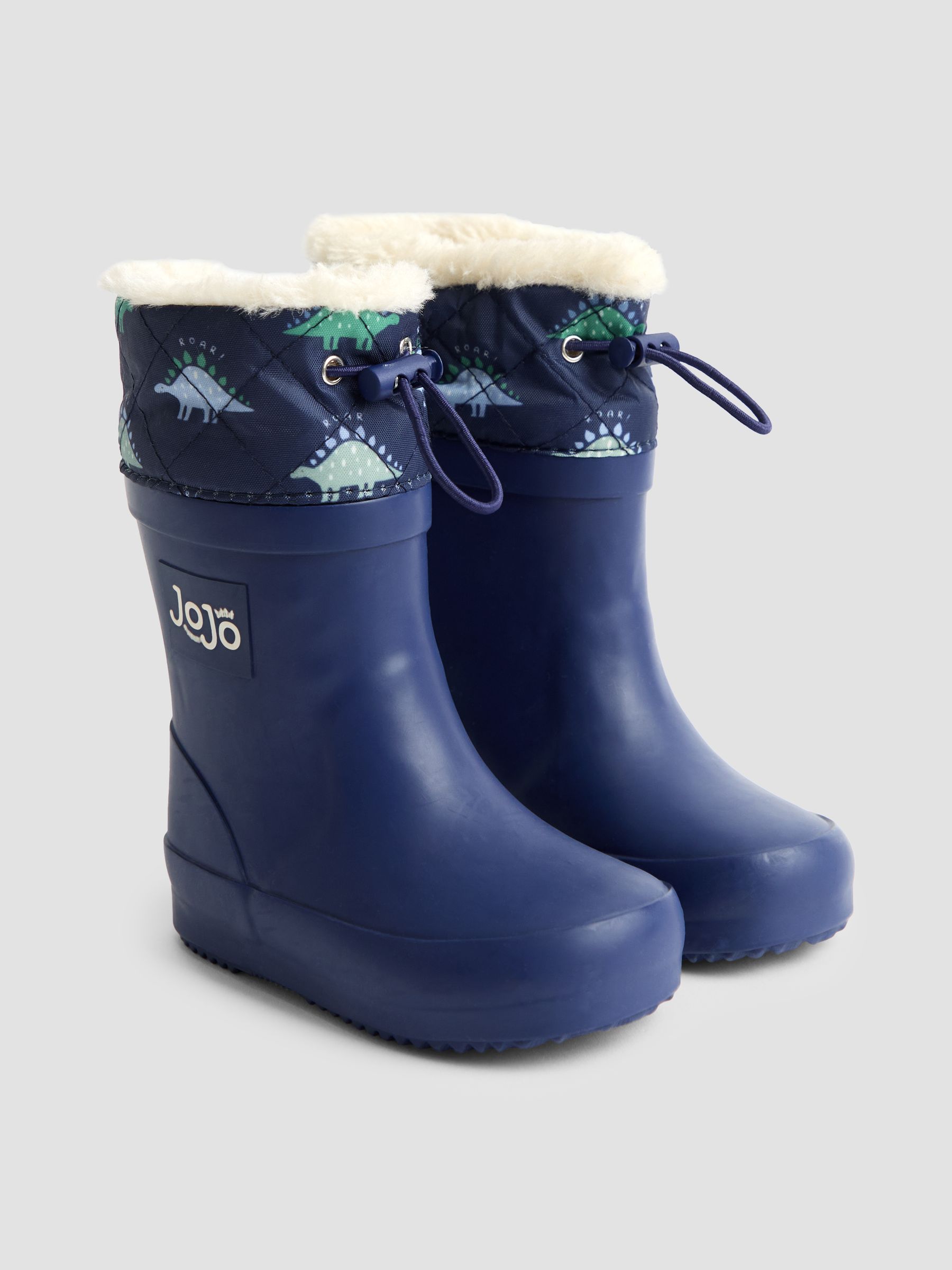Navy Drawstring Color Block Dino Wellies - Image 1 of 4
