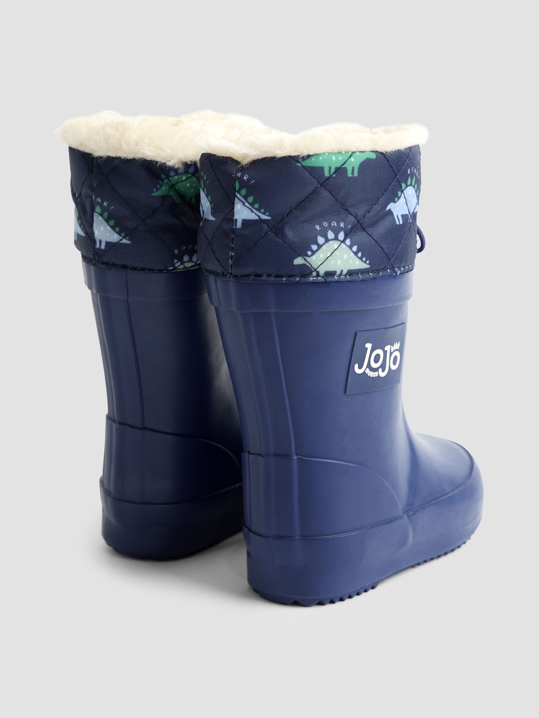 Navy Drawstring Color Block Dino Wellies - Image 2 of 4