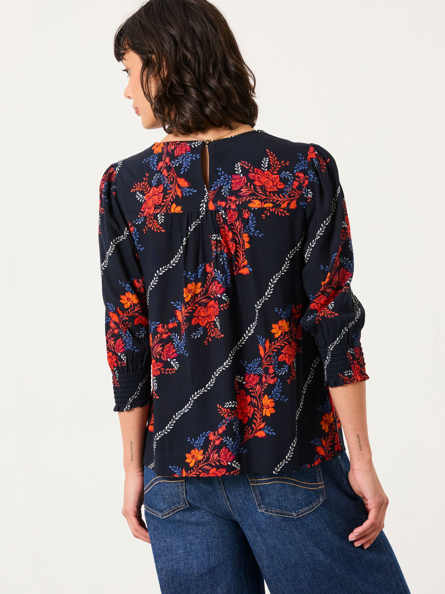 Shelley Navy Folk Floral Blouse - Image 2 of 5
