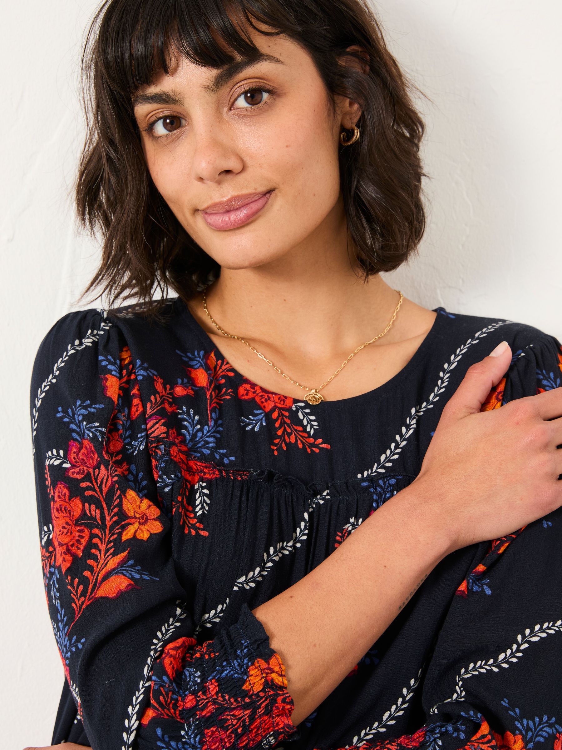 Shelley Navy Folk Floral Blouse - Image 4 of 5